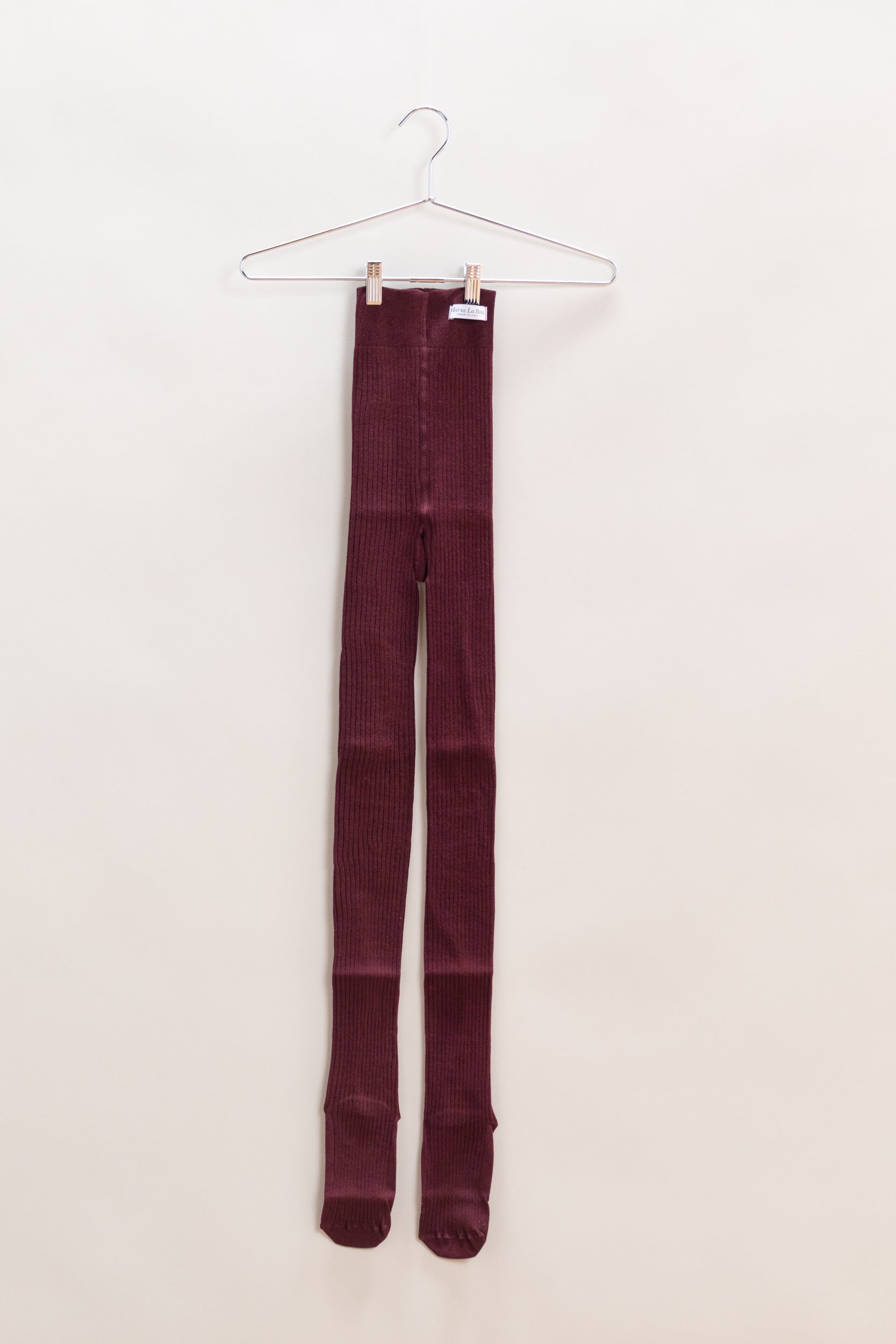 COTTON RIBBED TIGHTS IN BORDEAUX