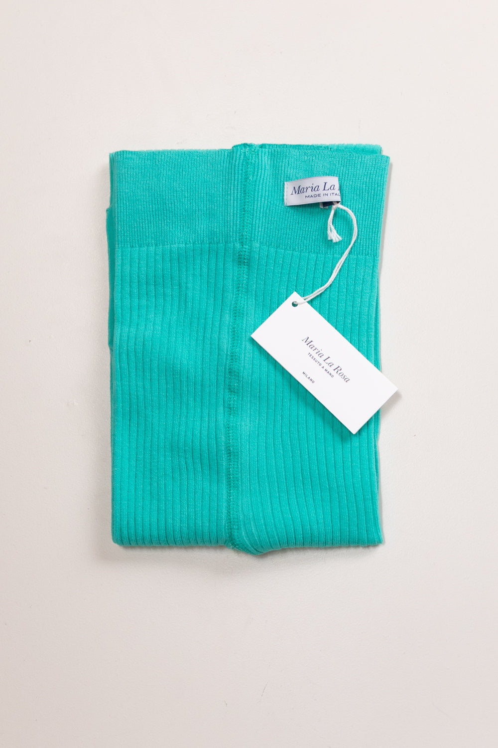 COTTON RIBBED TIGHTS IN TIFFANY