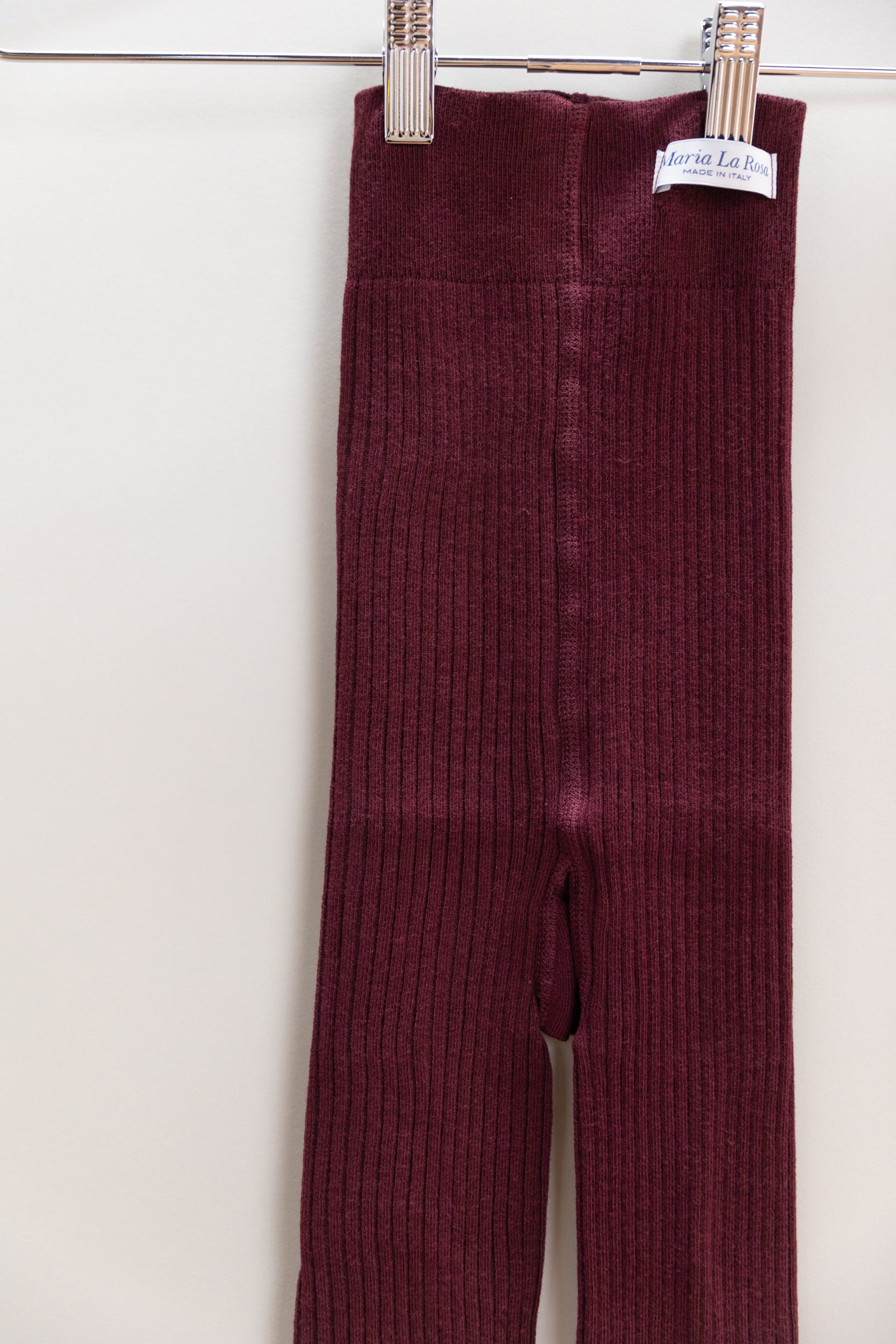 COTTON RIBBED TIGHTS IN BORDEAUX
