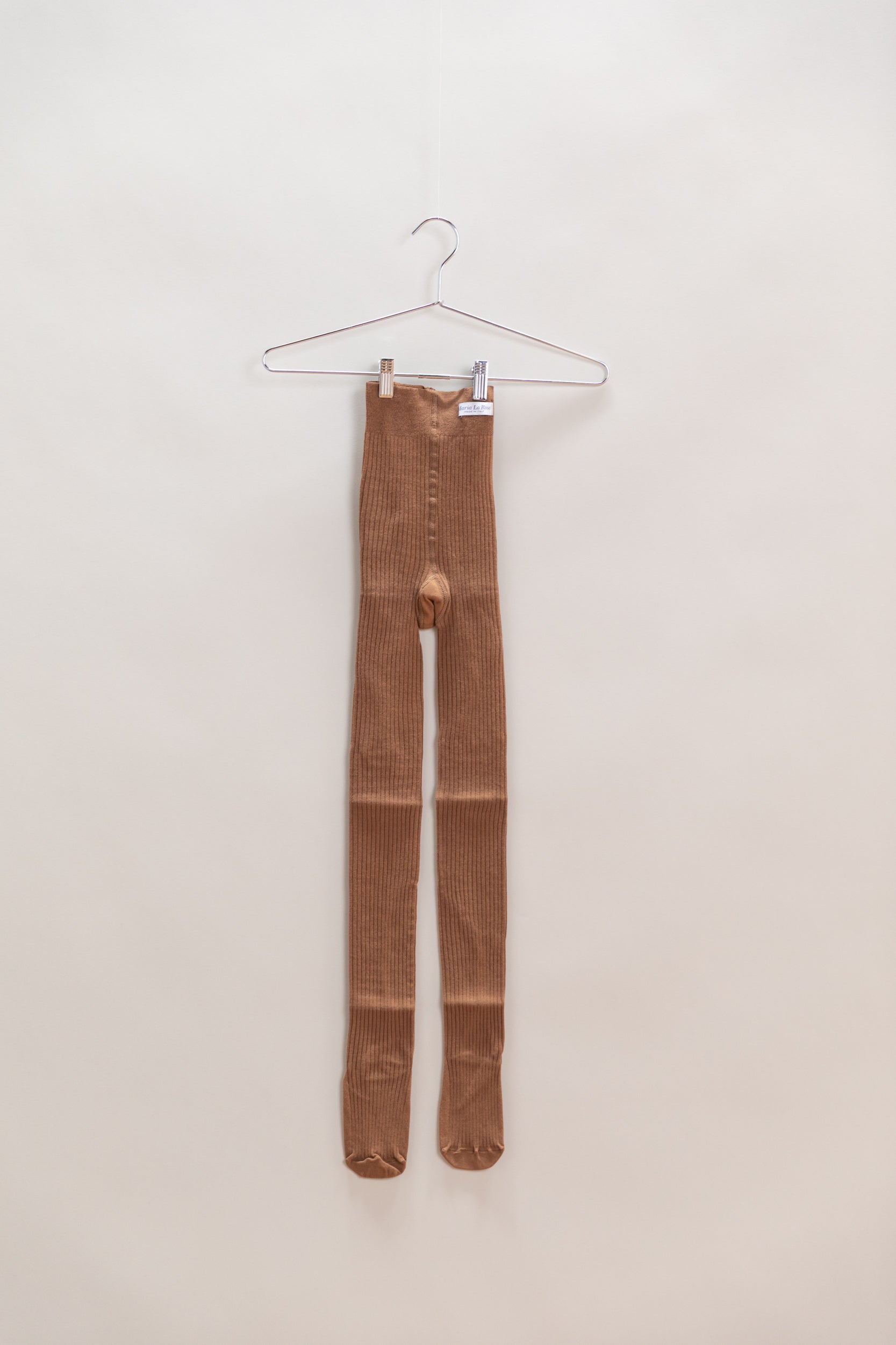 COTTON RIBBED TIGHTS IN LICORICE