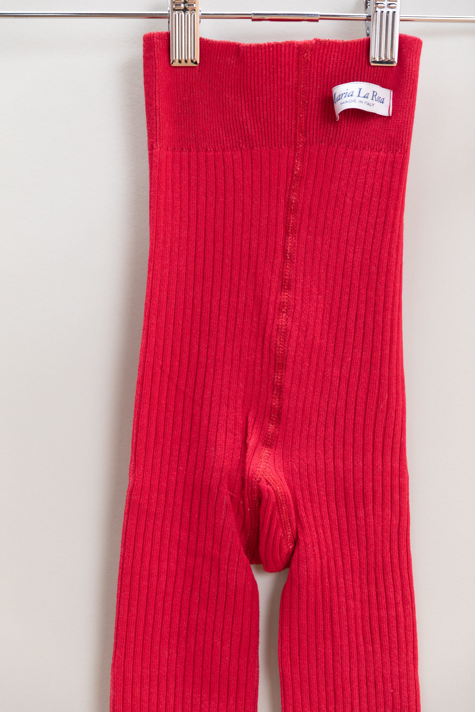 COTTON RIBBED TIGHTS IN RED