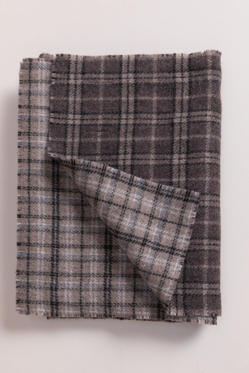 WOOL SCARF IN BROWN DOUBLEFACE CHECK