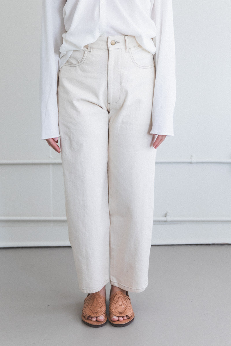 PANEL JEAN IN CREAM DENIM