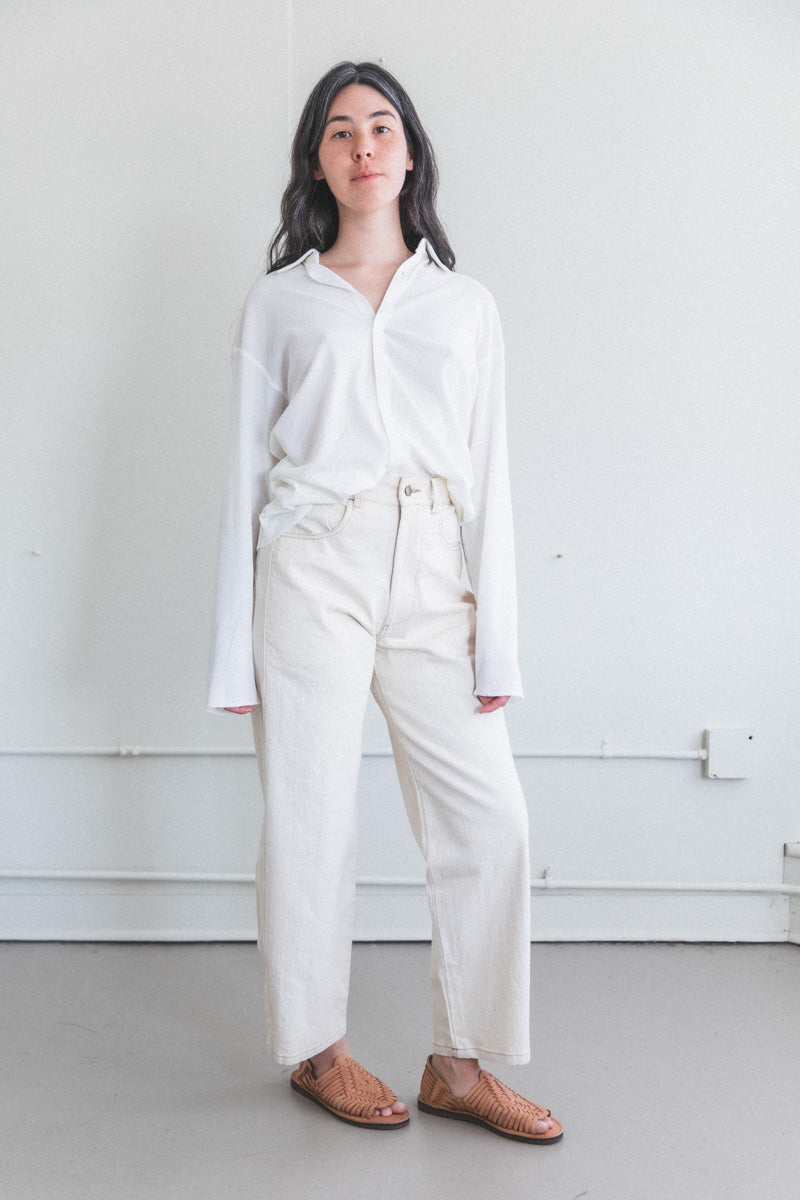 PANEL JEAN IN CREAM DENIM