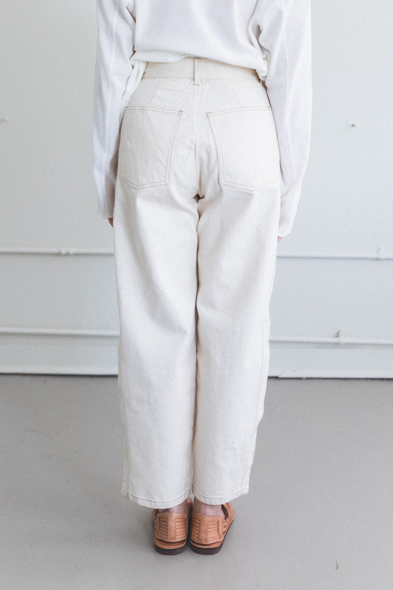 PANEL JEAN IN CREAM DENIM