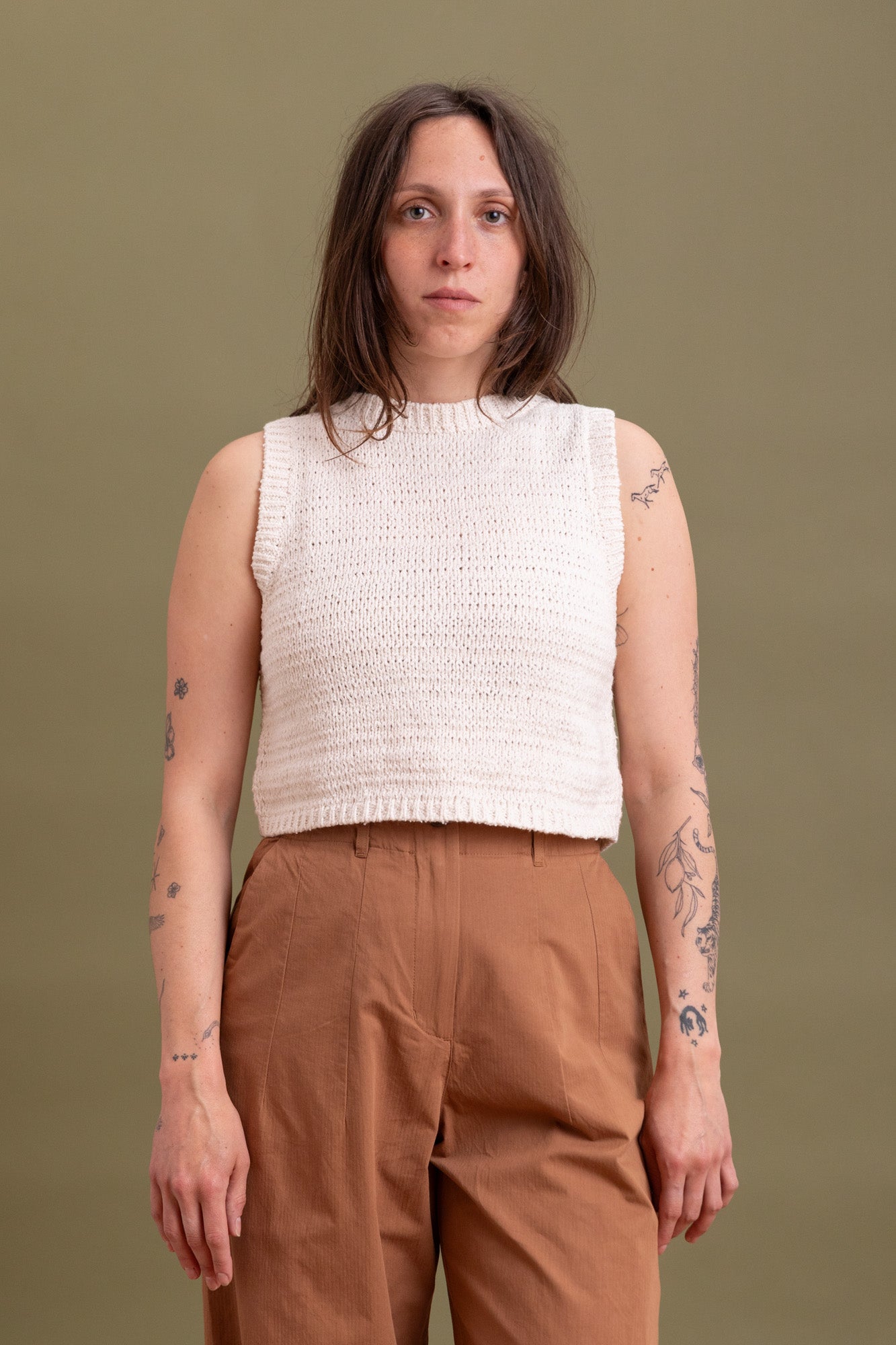 RIBBON TANK IN CREAM