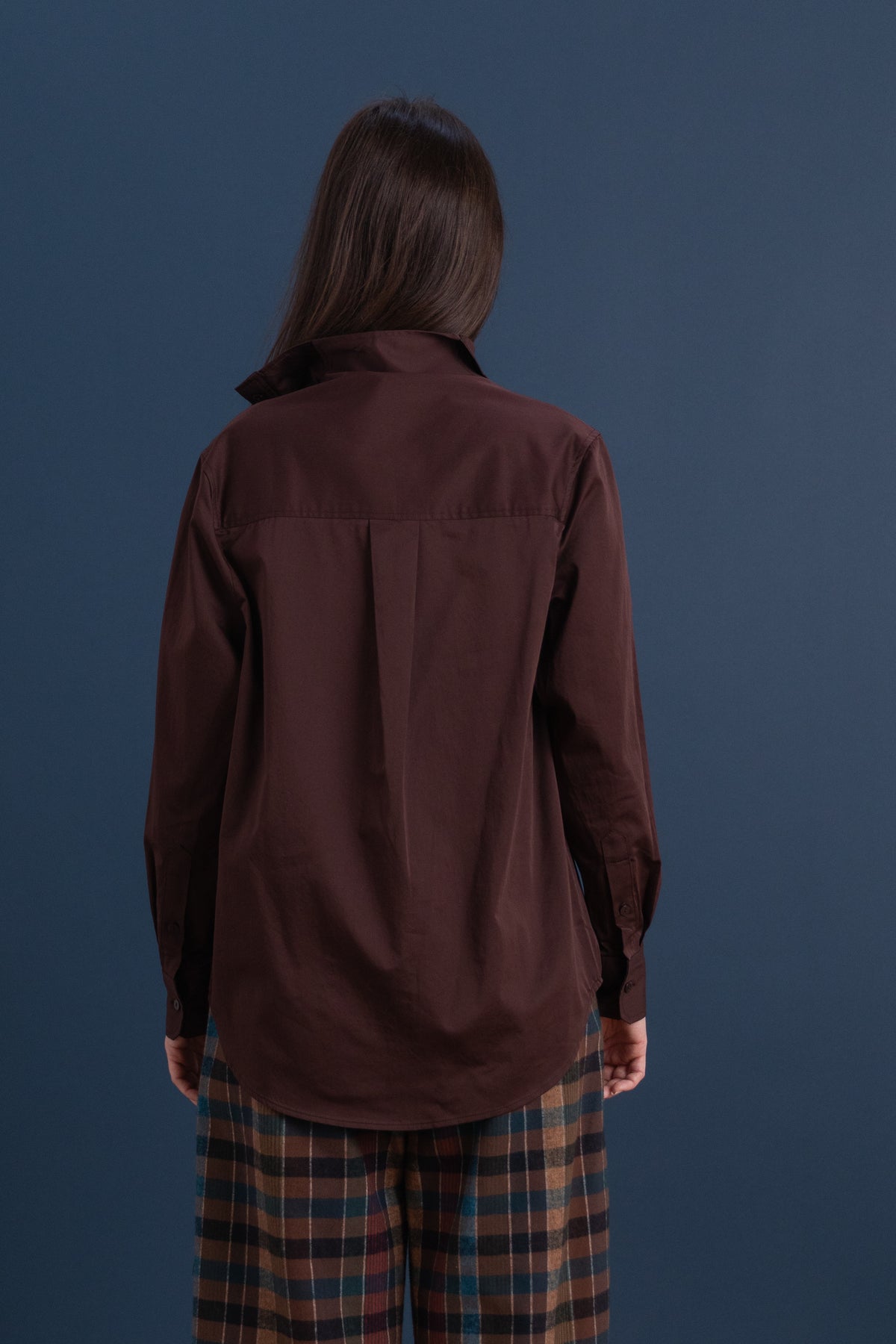 ASYMMETRIC COTTON SHIRT IN BROWN