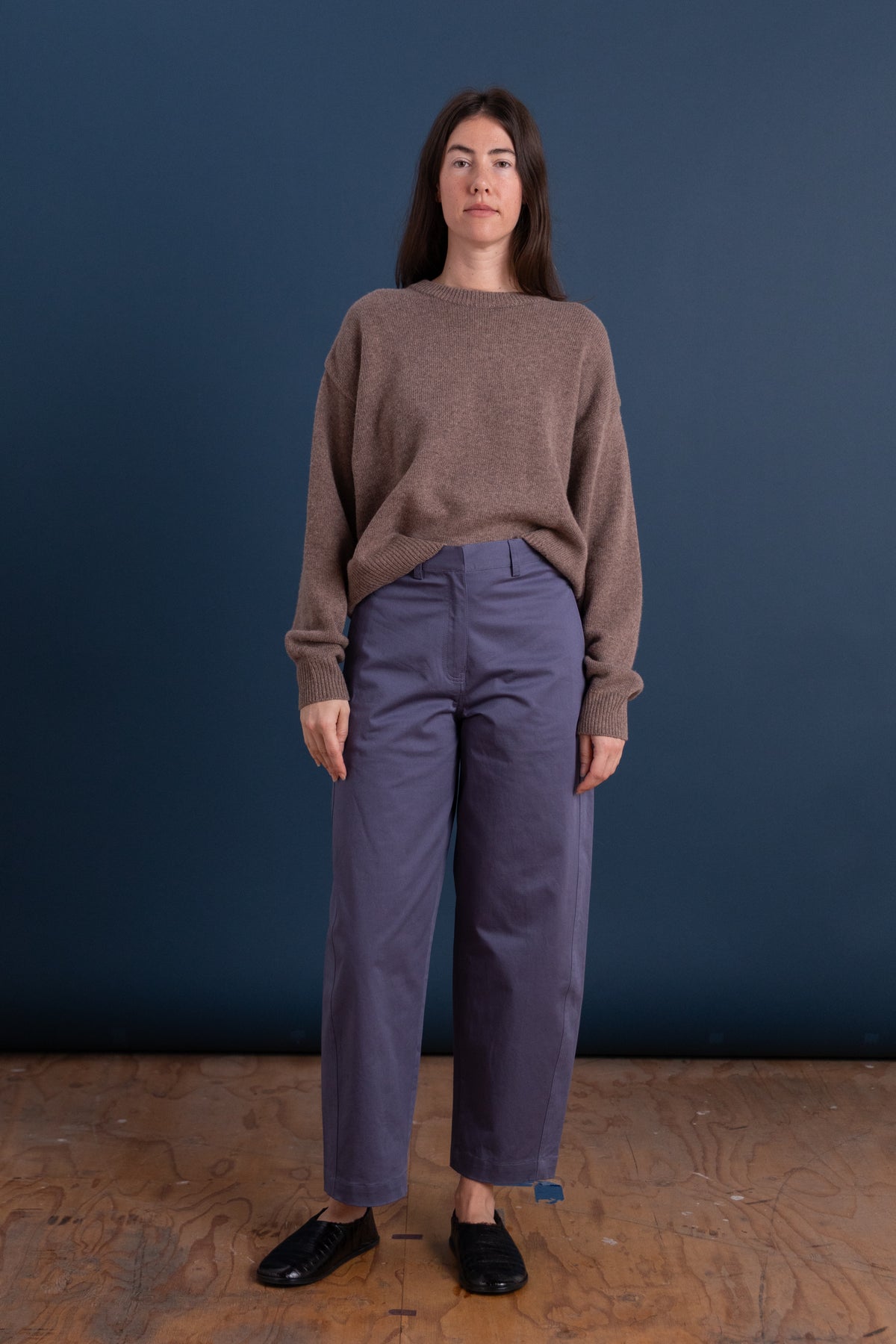BARREL LEG PANTS IN DUSTY BLUE