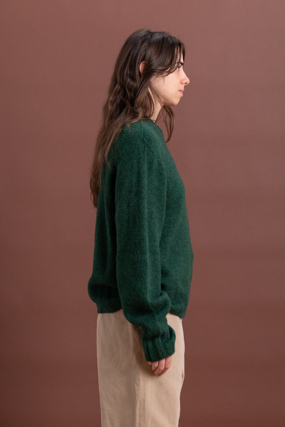 ALPACA BLEND KNIT SWEATER IN GREEN