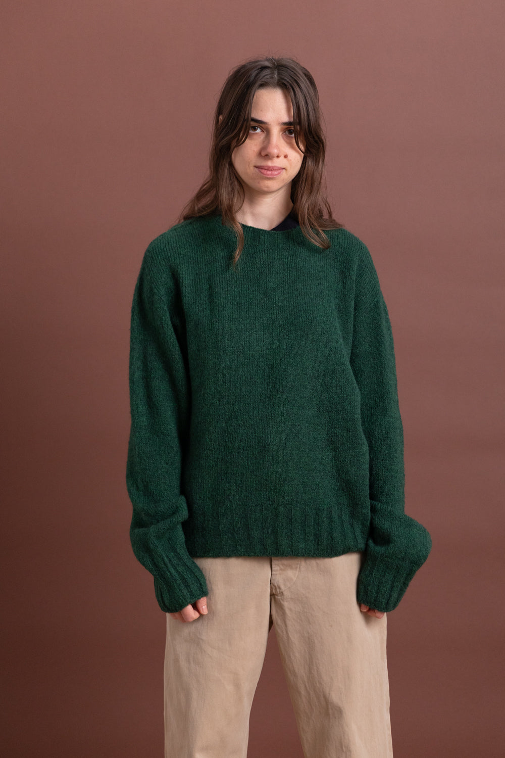 ALPACA BLEND KNIT SWEATER IN GREEN