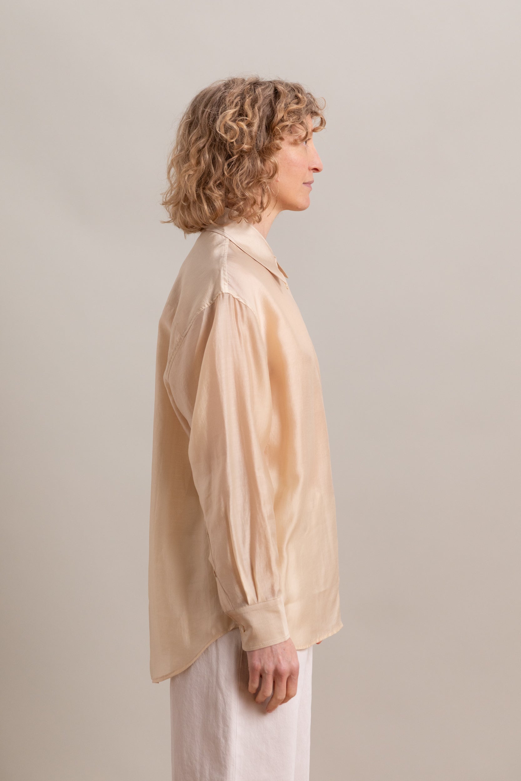 SEMI SHEER SHIRT IN BEIGE