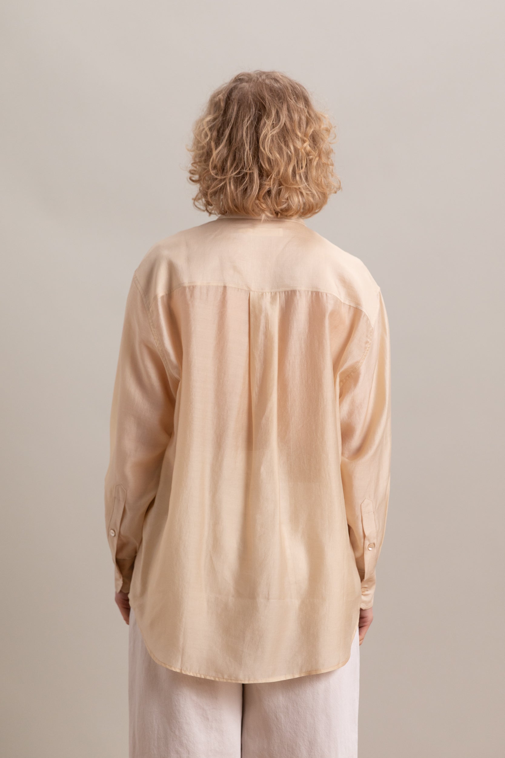 SEMI SHEER SHIRT IN BEIGE