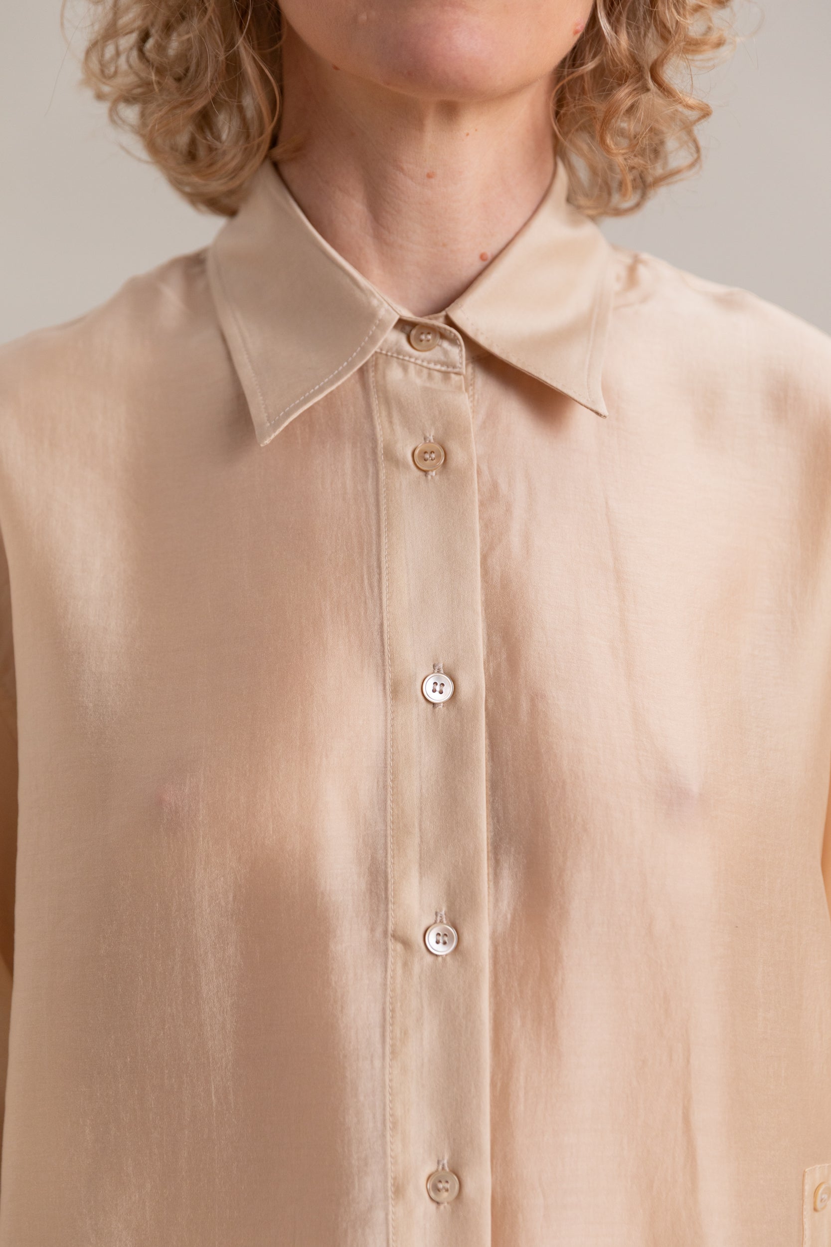SEMI SHEER SHIRT IN BEIGE