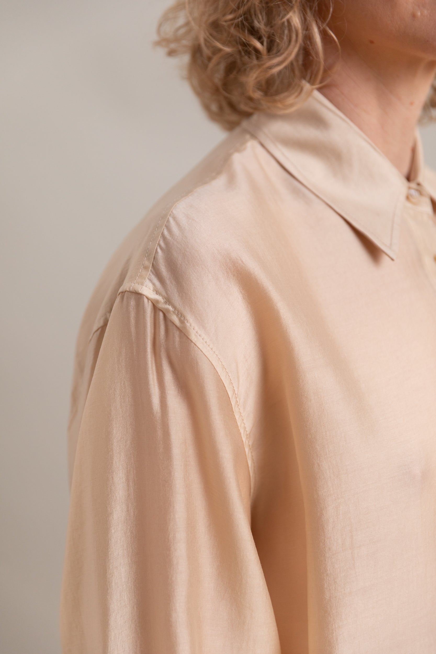 SEMI SHEER SHIRT IN BEIGE