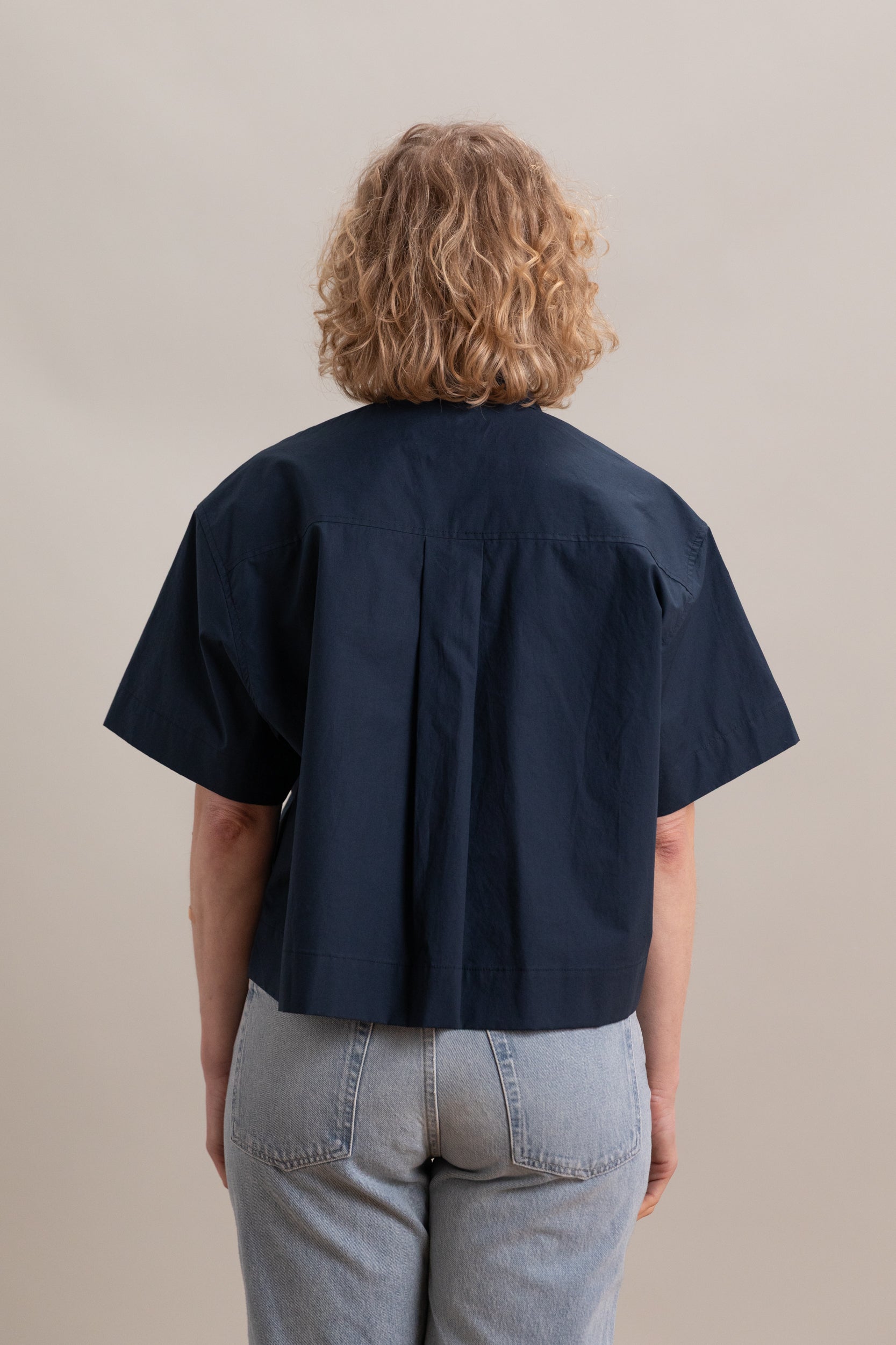 SHORT SLEEVE COTTON SHIRT IN NAVY