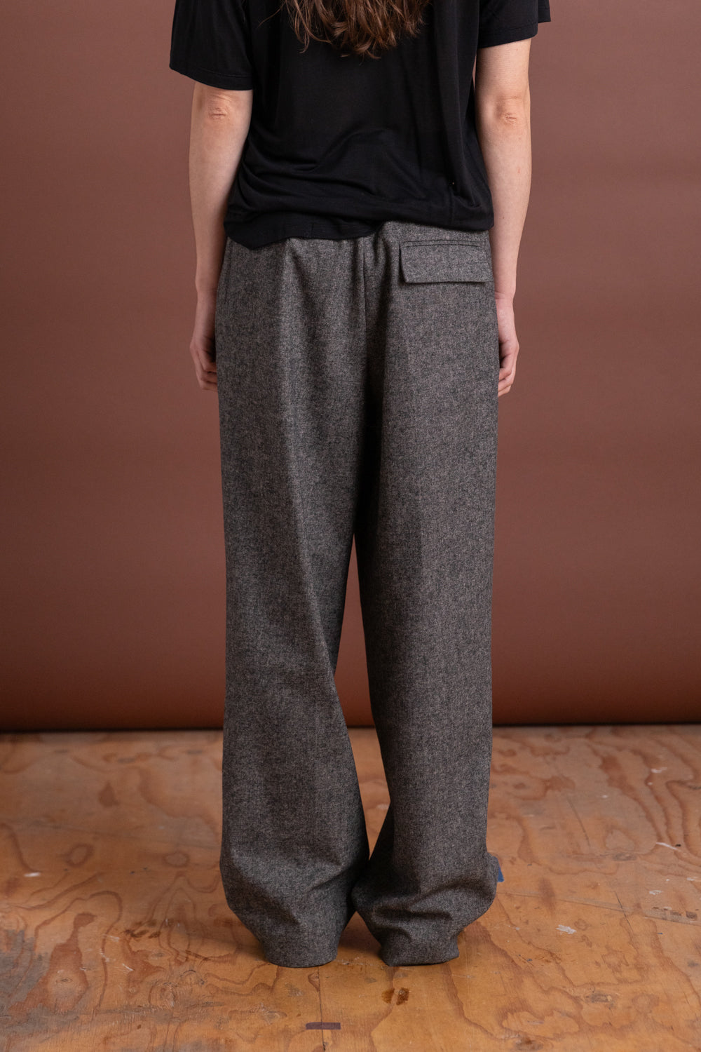 WOOL BLEND WIDE LEG PANTS IN GRAY