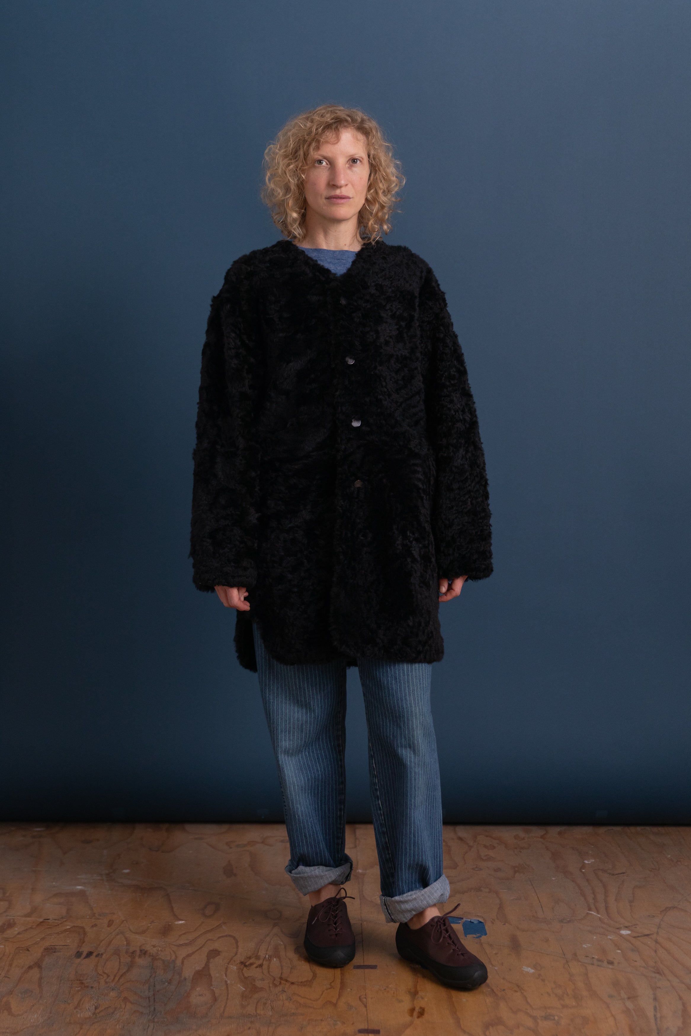REVERSIBLE LINER IN BLACK MOSSO SHEEPSKIN