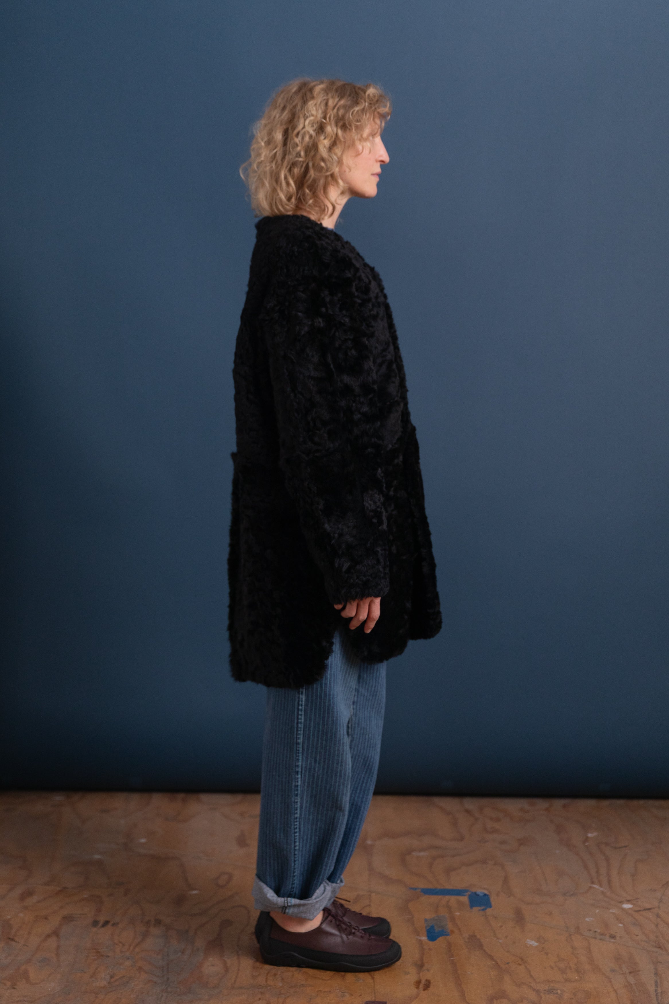 REVERSIBLE LINER IN BLACK MOSSO SHEEPSKIN