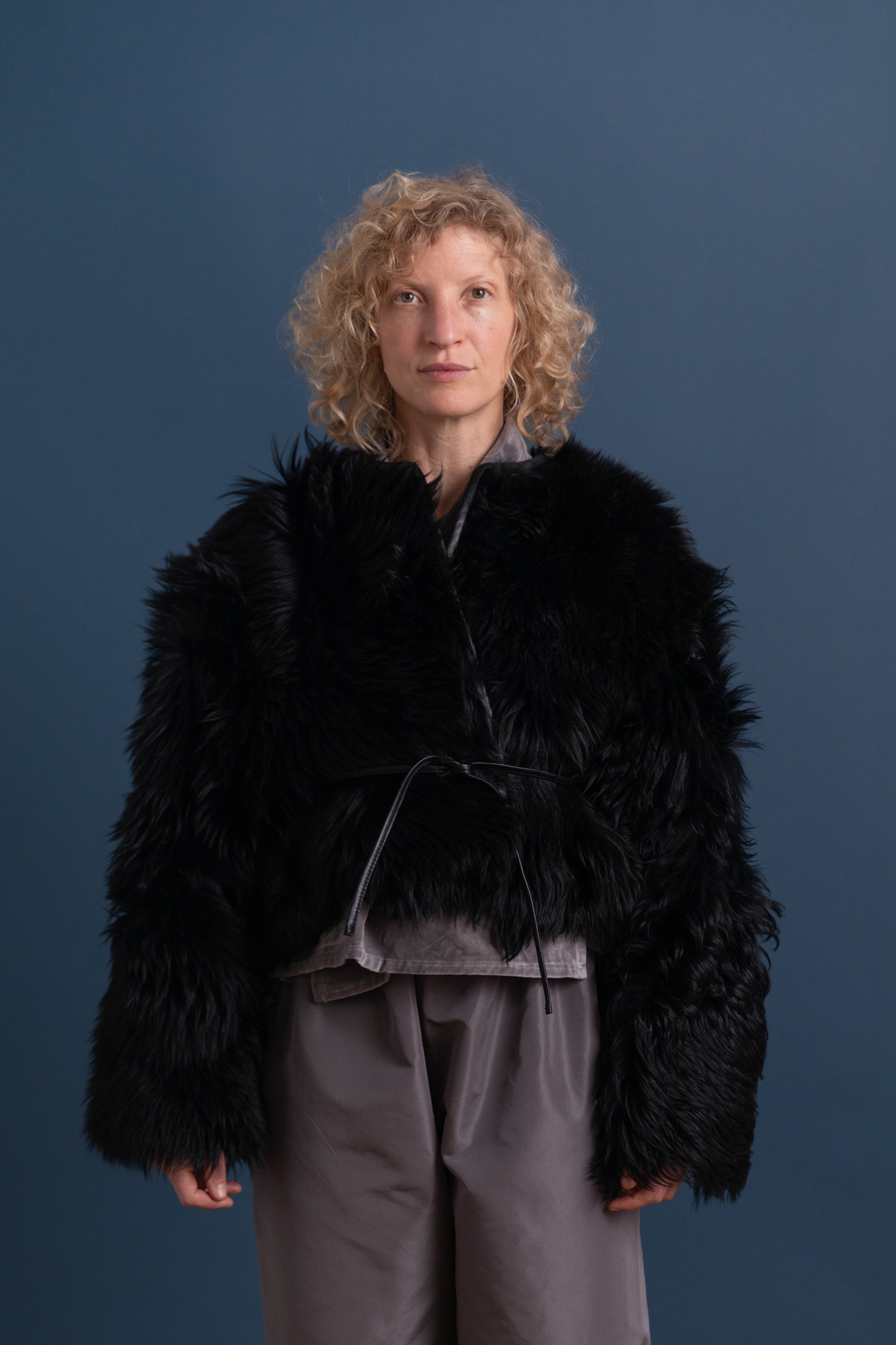 RAINER JACKET IN BLACK SHAGGY SHEEPSKIN