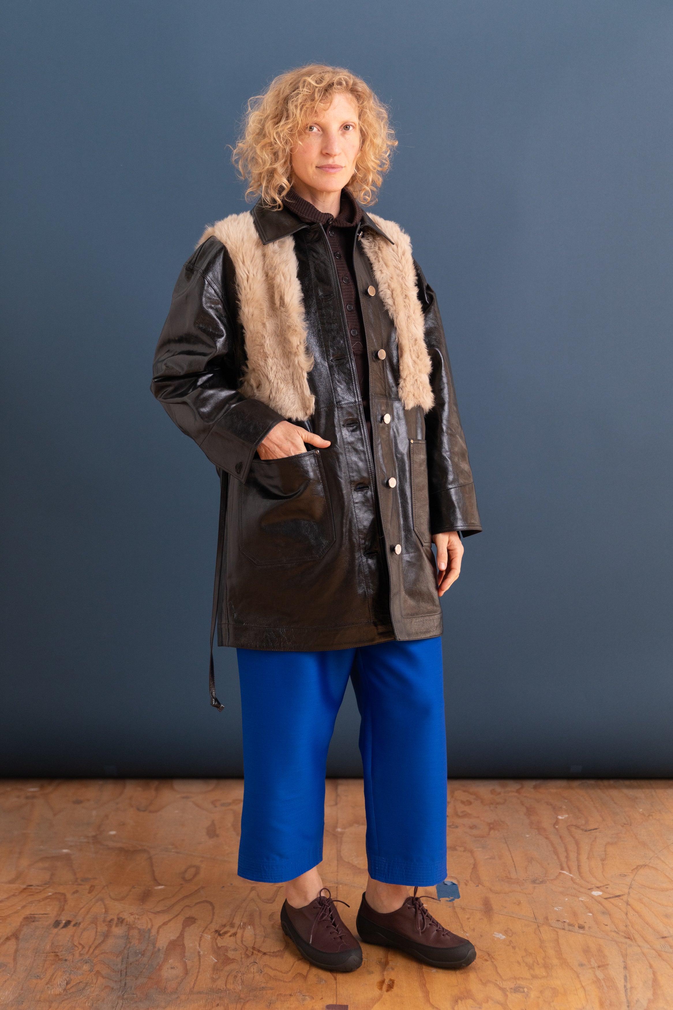 UNLINED CHORE COAT IN OAT AND BLACK
