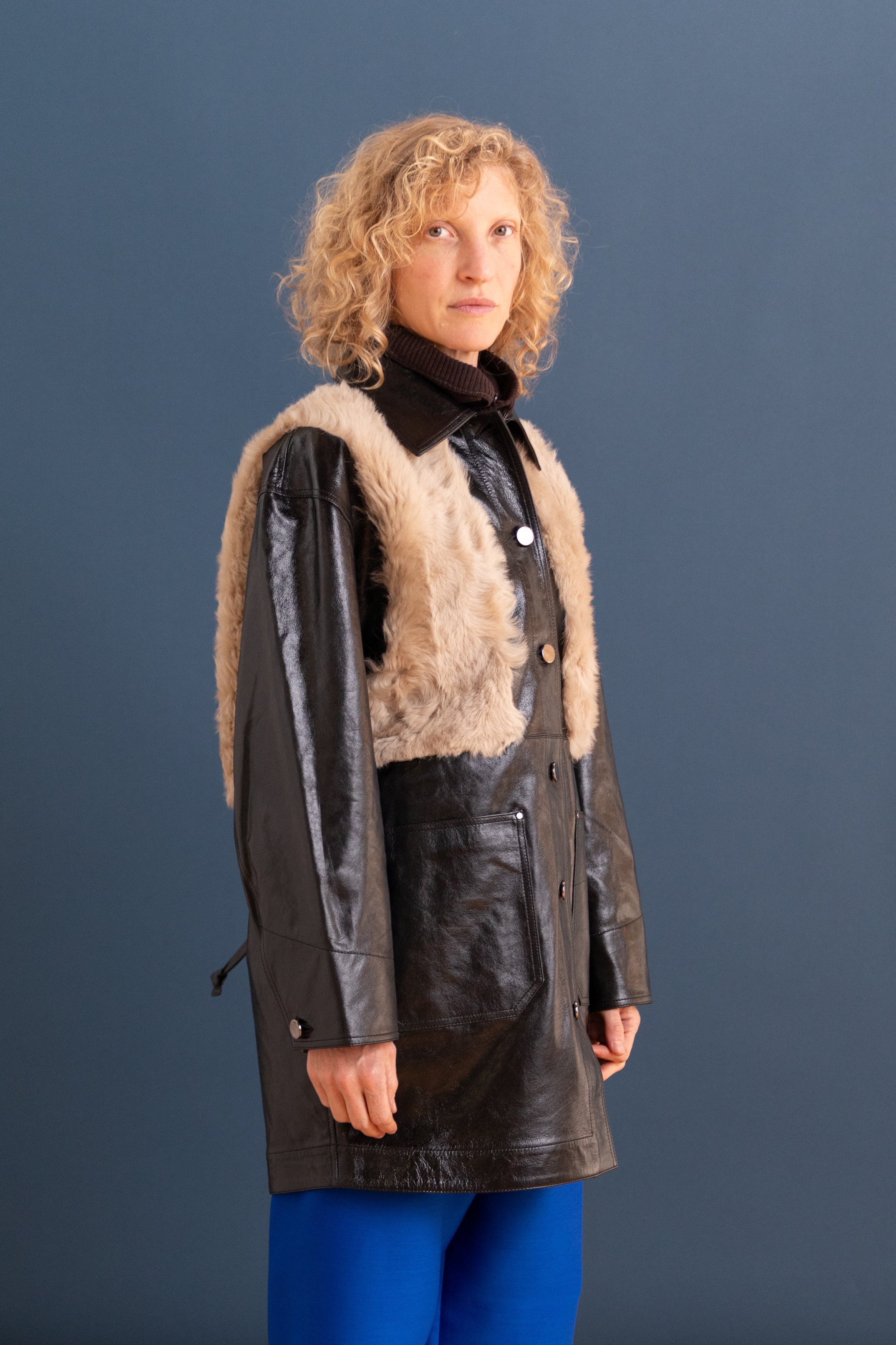 UNLINED CHORE COAT IN OAT AND BLACK