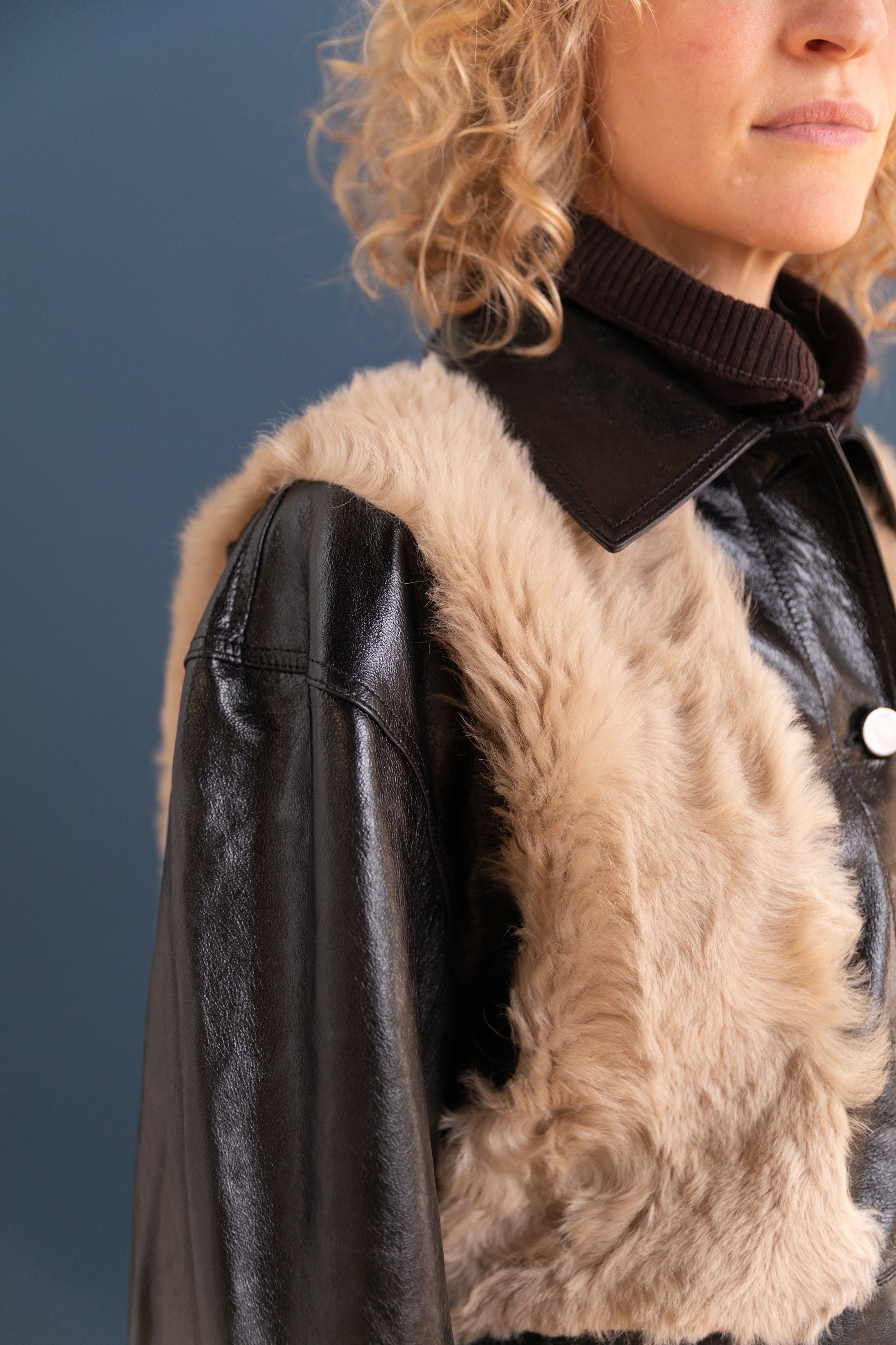 UNLINED CHORE COAT IN OAT AND BLACK