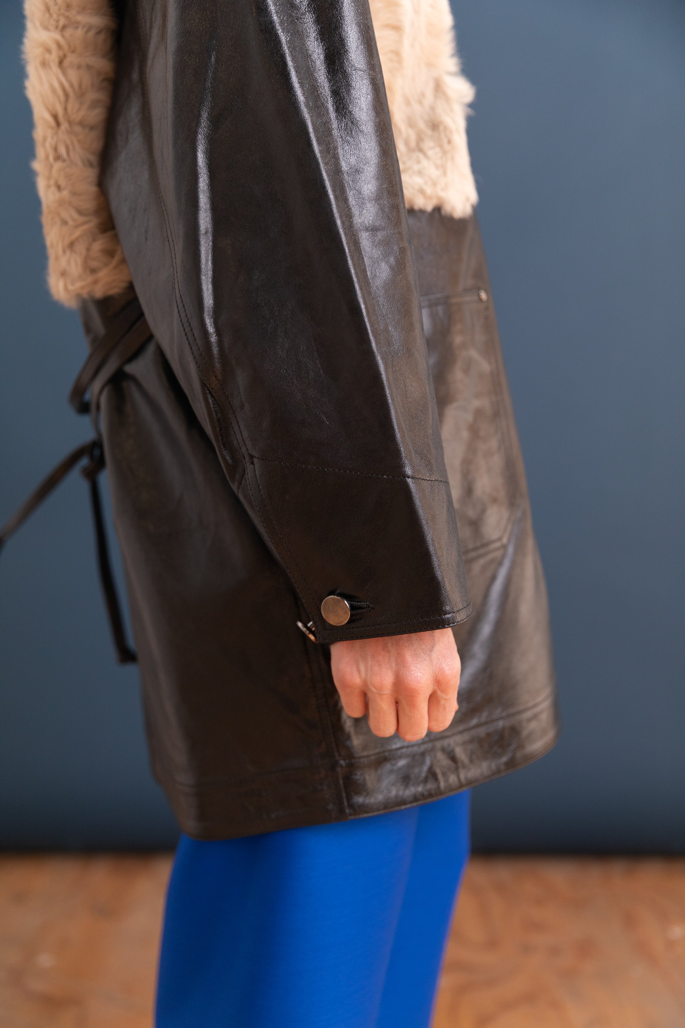 UNLINED CHORE COAT IN OAT AND BLACK