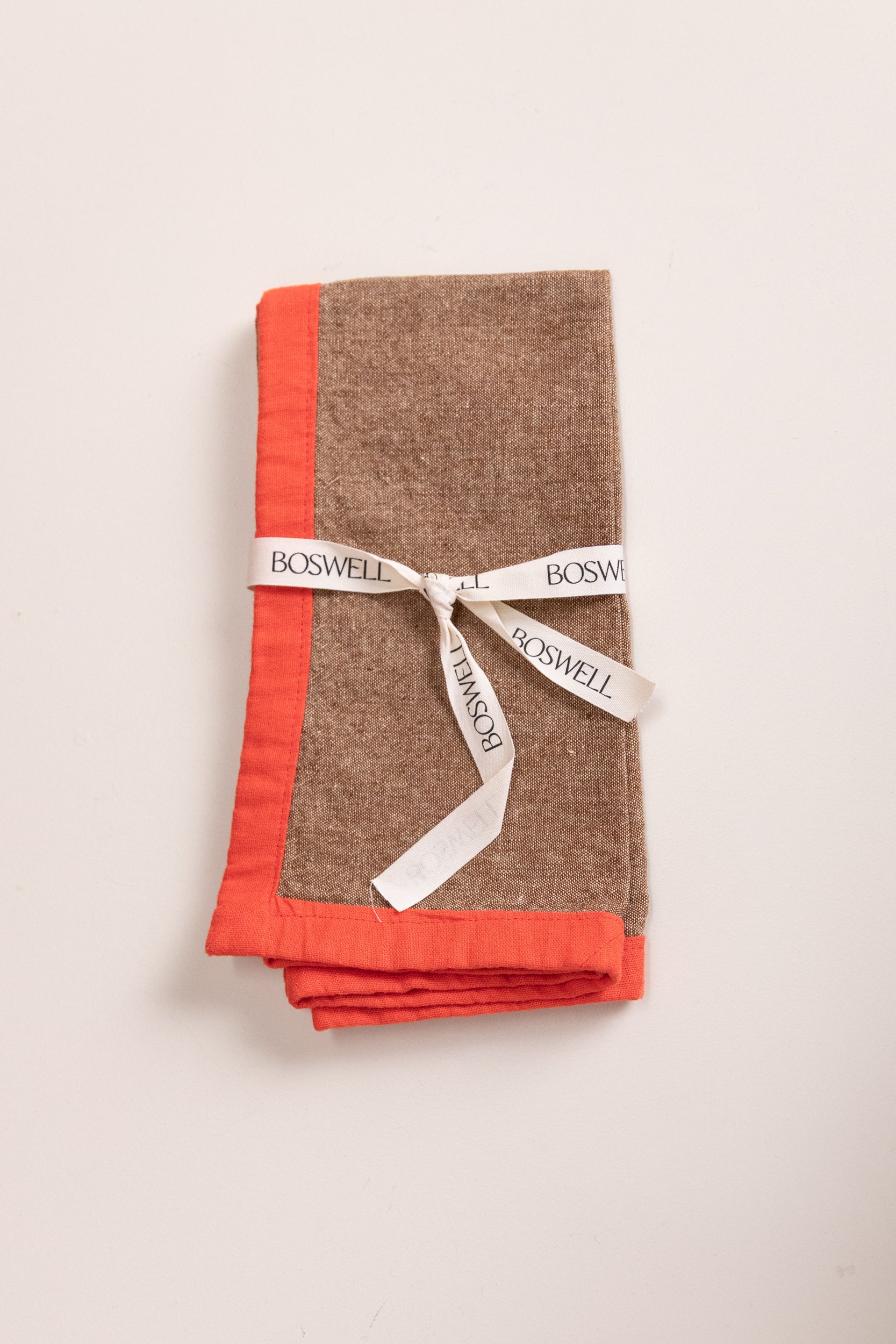 EDGED NAPKINS IN BROWN LINEN - SET OF TWO