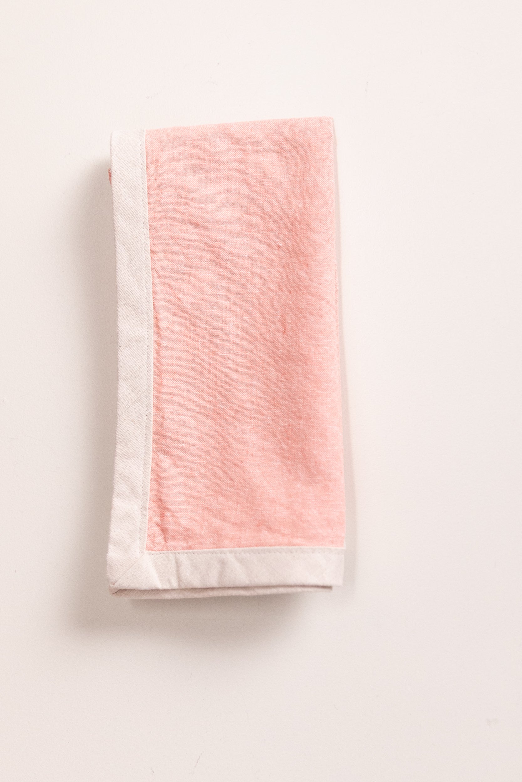 EDGED COCKTAIL NAPKINS IN CORAL LINEN - SET OF TWO