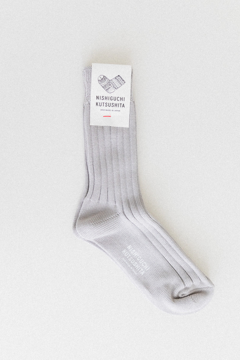 EGYPTIAN COTTON RIBBED SOCKS IN LIGHT GRAY