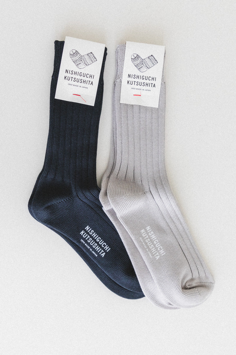 EGYPTIAN COTTON RIBBED SOCKS IN LIGHT GRAY