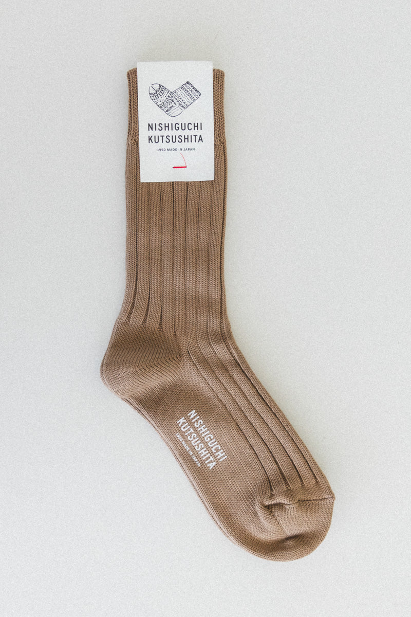 EGYPTIAN COTTON RIBBED SOCKS IN CAFE AU LAIT