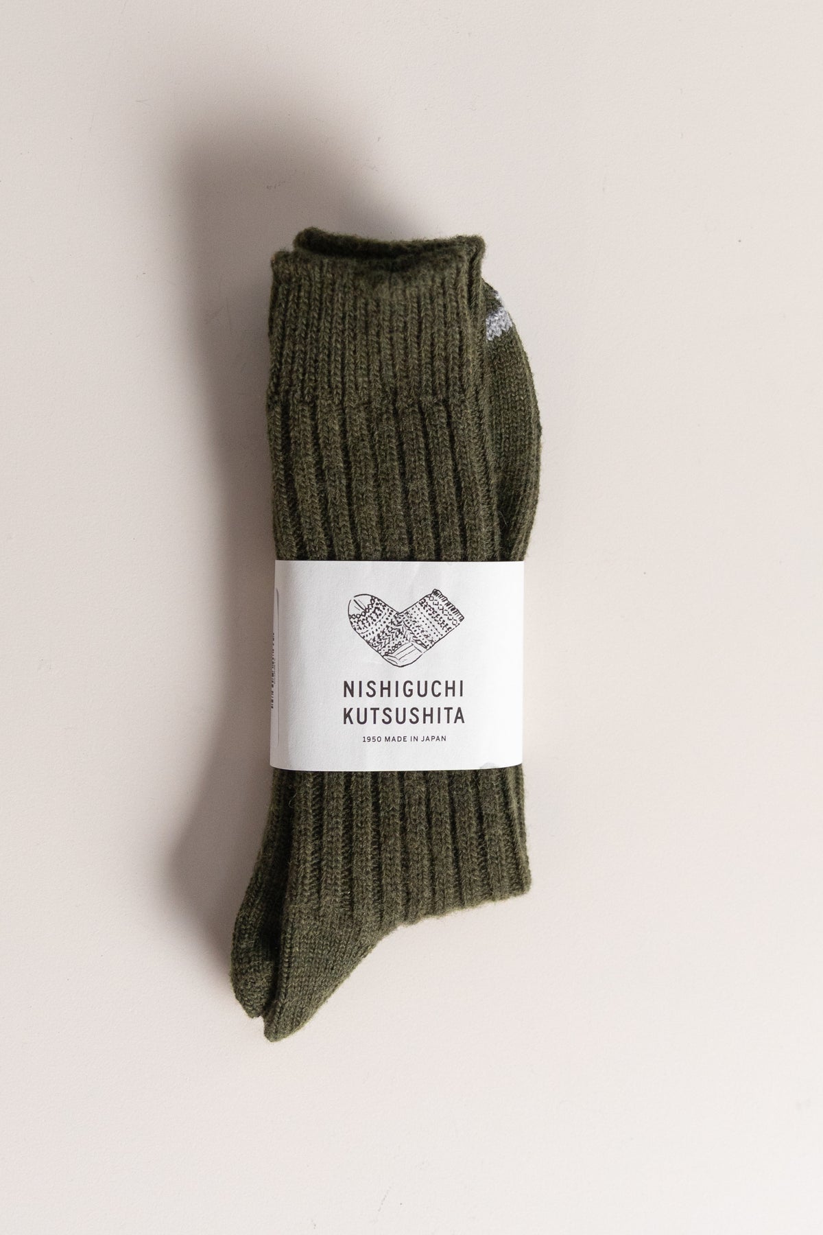 WOOL RIBBED SOCKS IN KHAKI