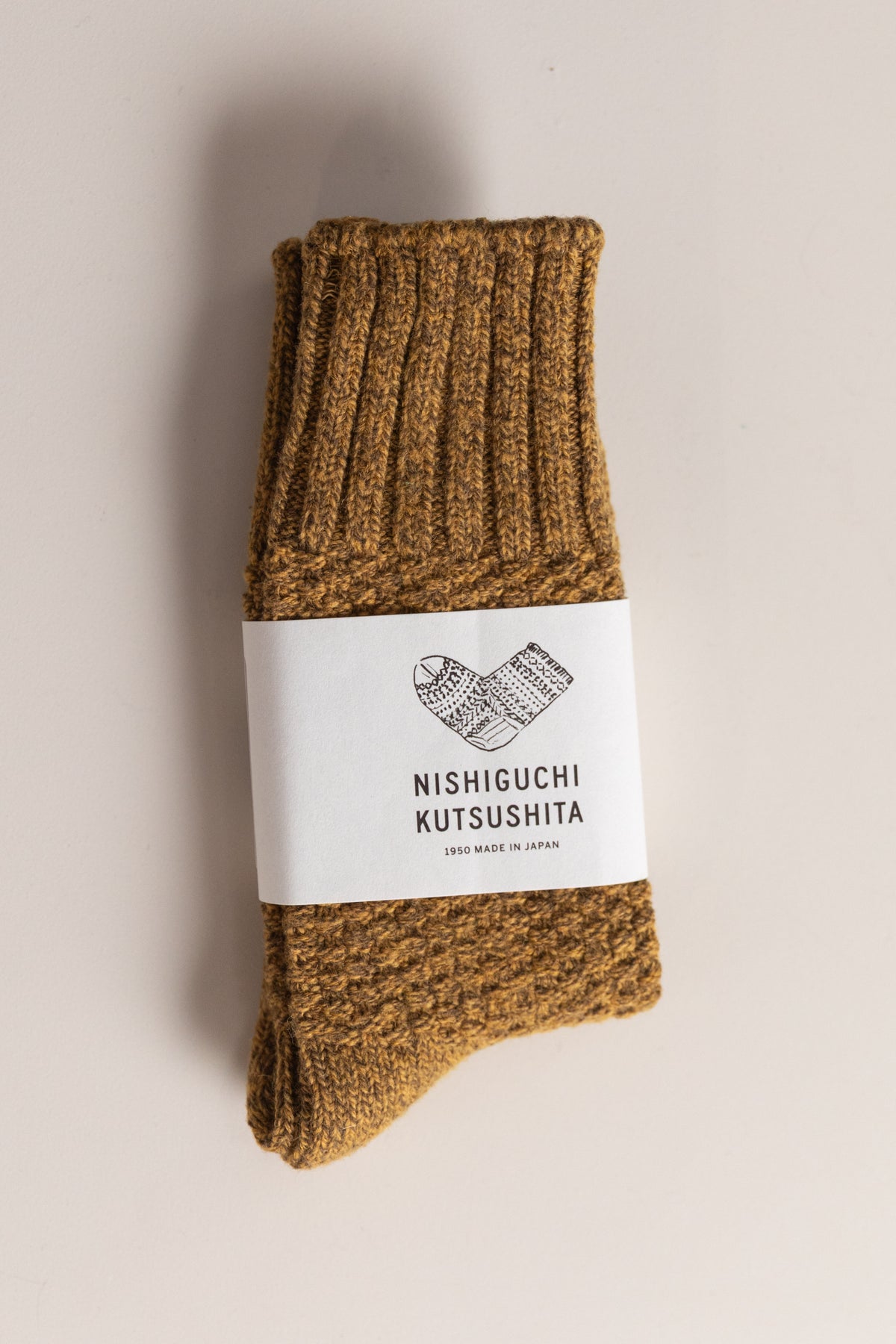 WOOL COTTON BOOT SOCKS IN MUSTARD