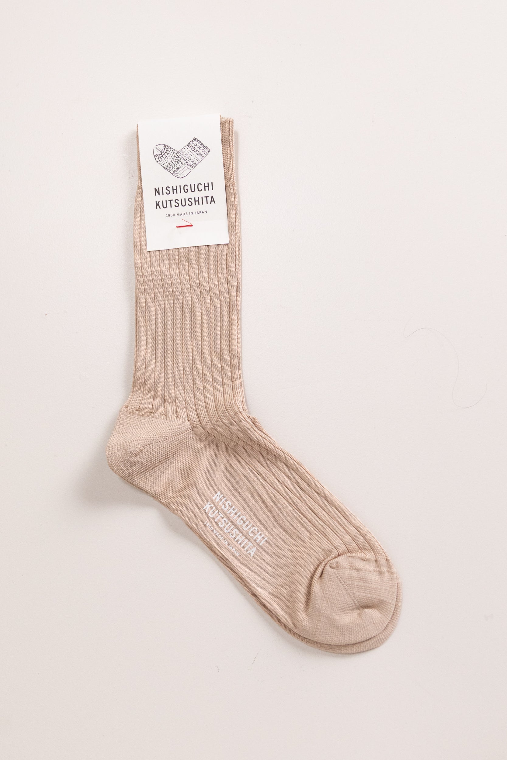 SILK COTTON RIBBED SOCKS IN BEIGE