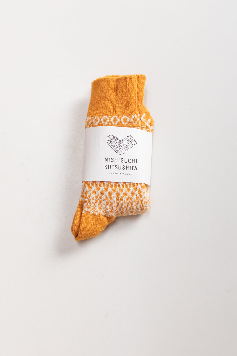 WOOL JACQUARD SOCKS IN LANTERN ORANGE