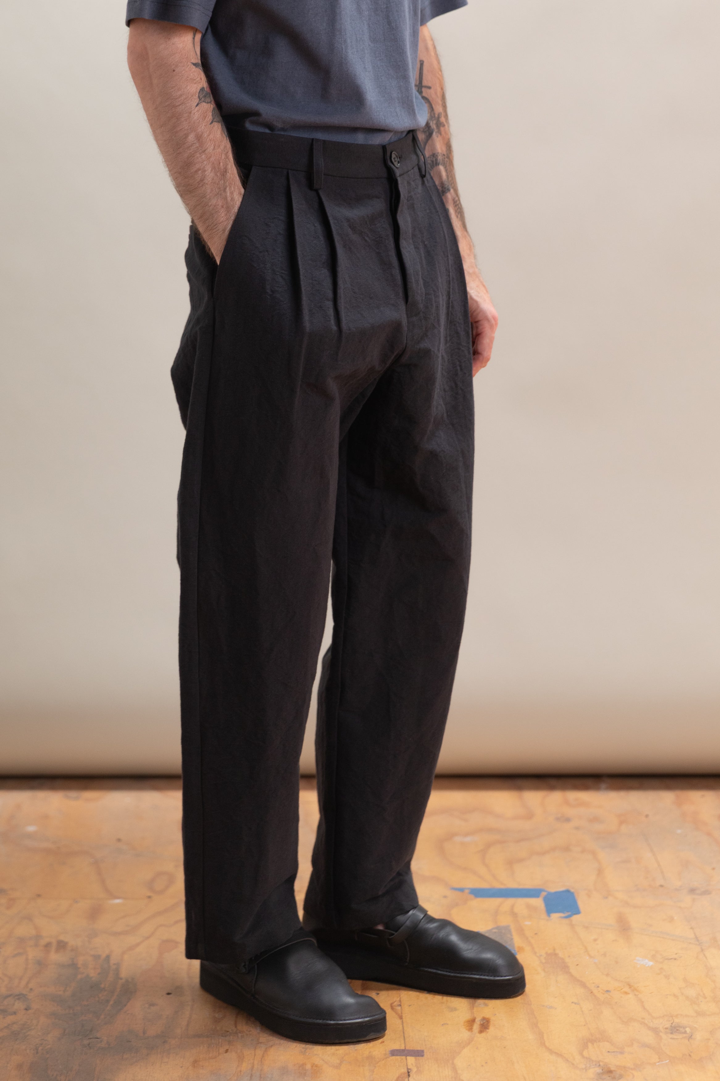 DRESS PANTS IN LINEN/COTTON BUFF