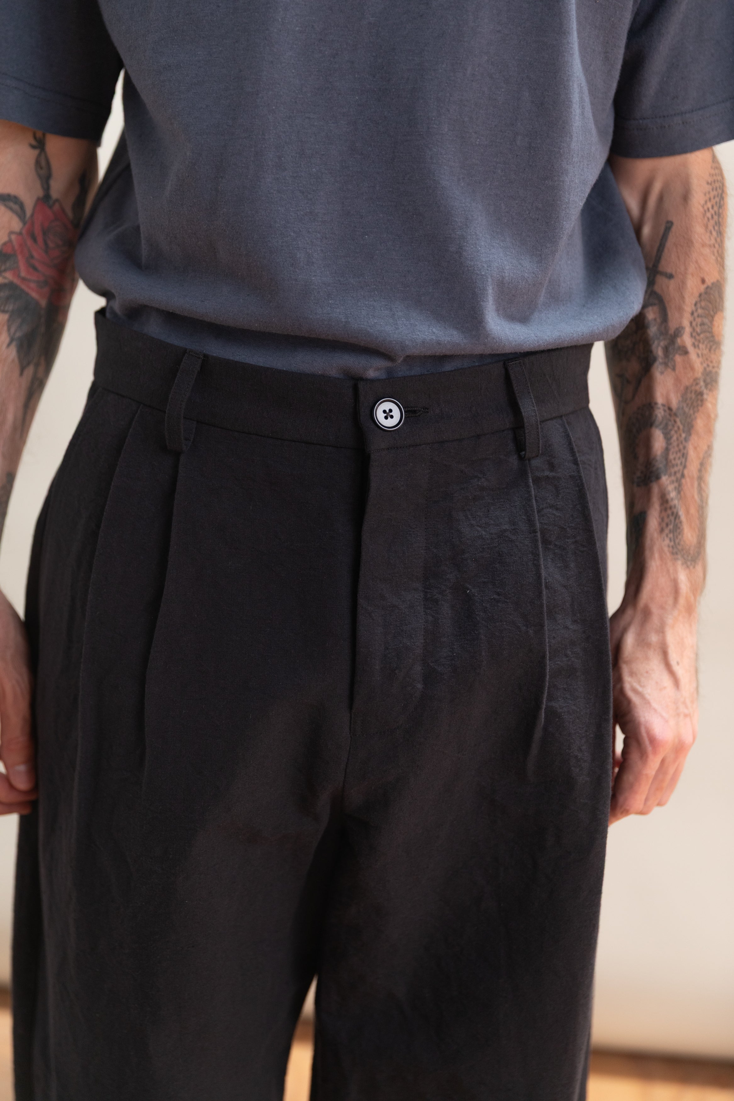 DRESS PANTS IN LINEN/COTTON BUFF