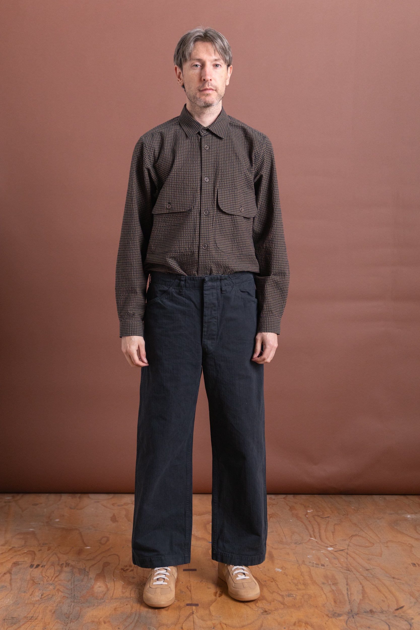 USMC HERRINGBONE WIDE FIT UTILITY TROUSERS IN BLACK