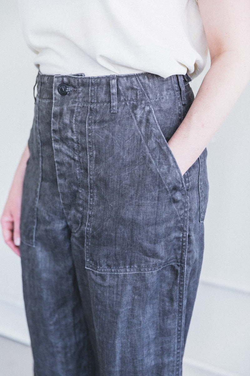 SUMMER FATIGUE PANTS IN SUMI DYED LINEN