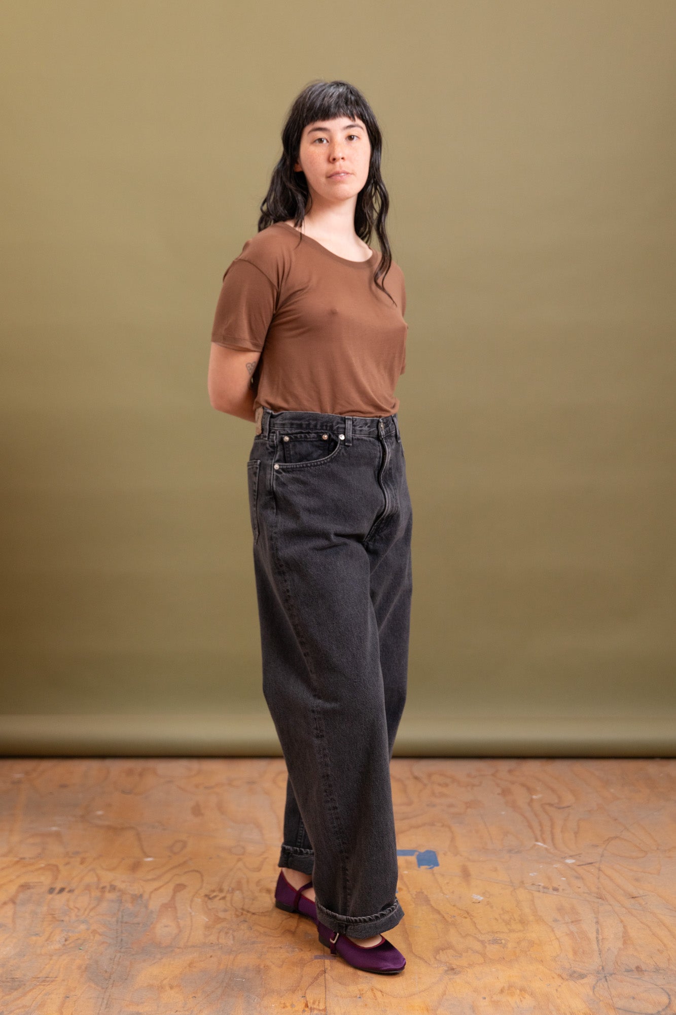 100 SUPER DAD'S DENIM PANTS IN BLACK DENIM STONE WASH