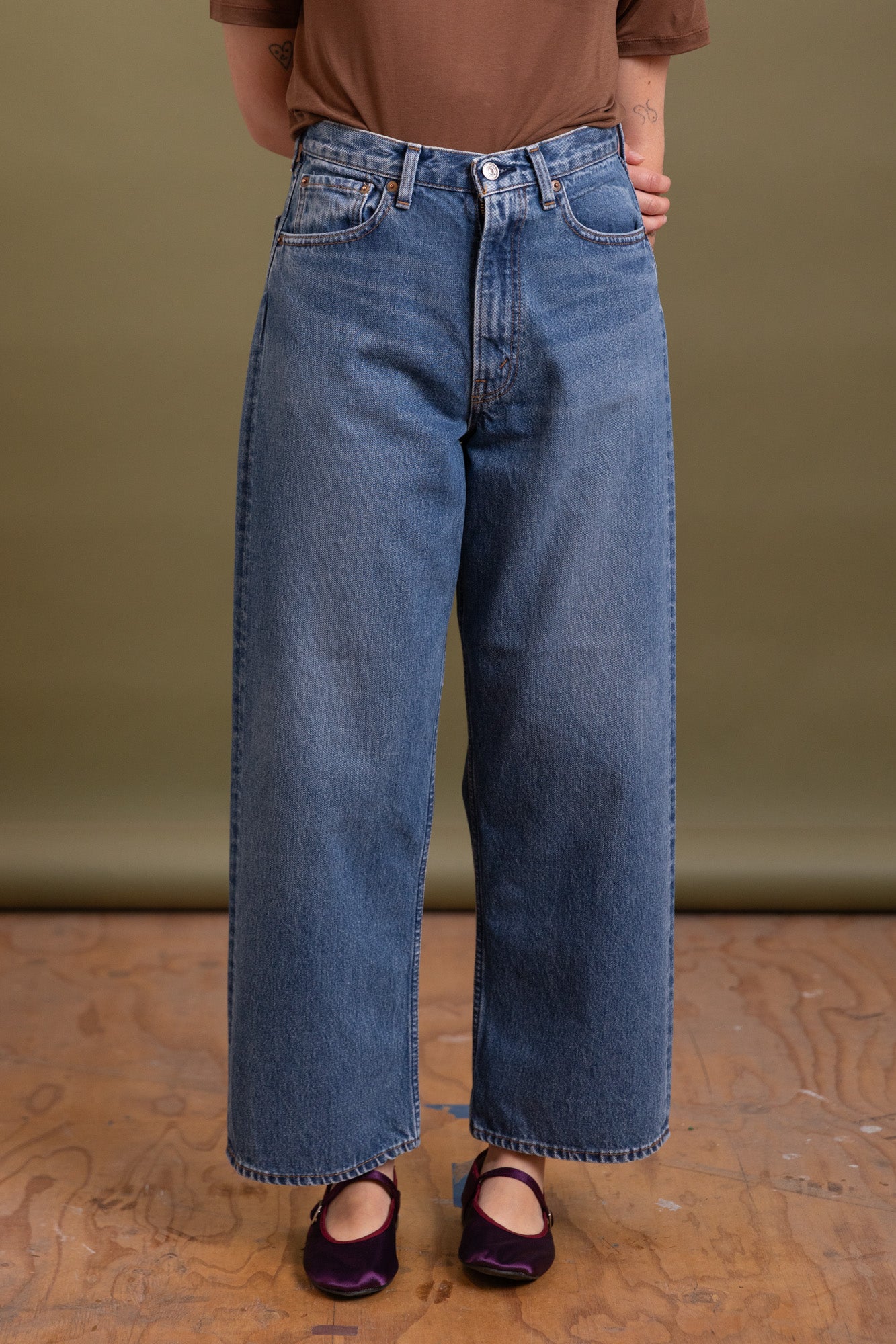 100 SUPER DAD'S DENIM PANTS IN USED WASH