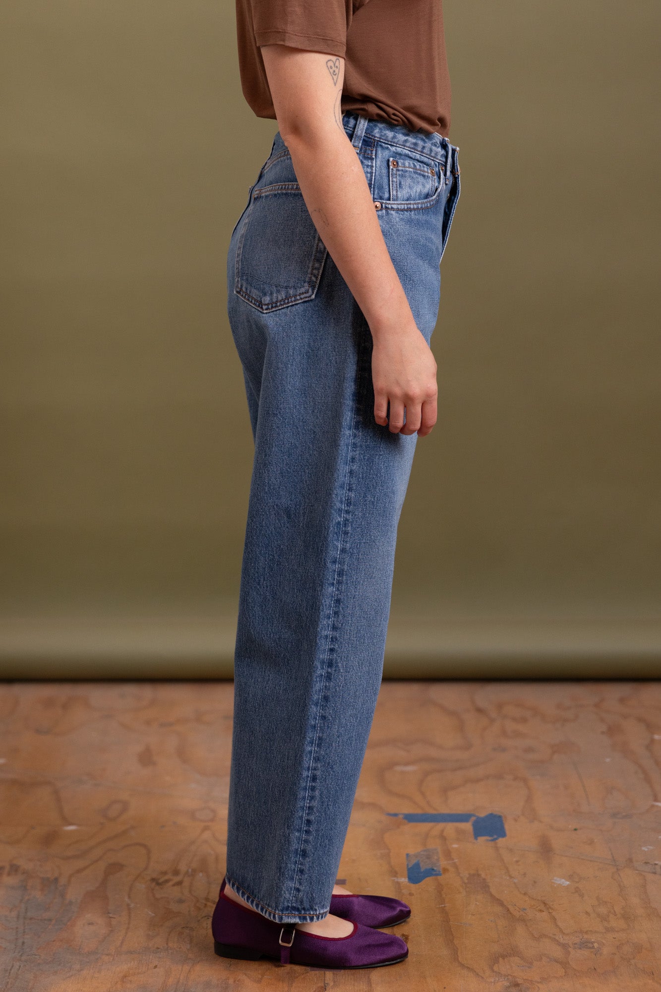 100 SUPER DAD'S DENIM PANTS IN USED WASH