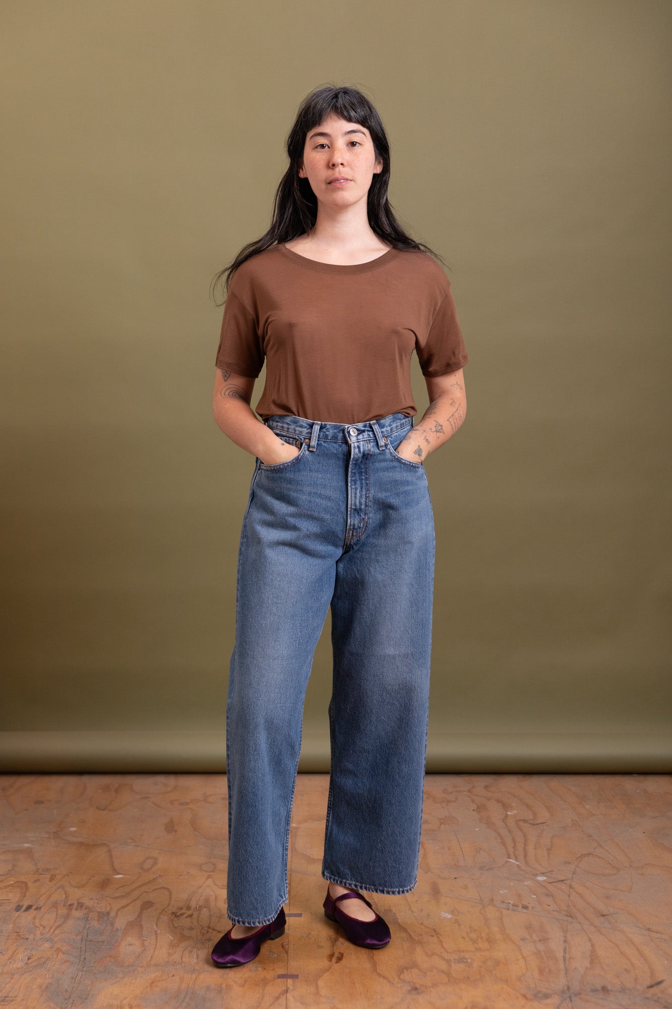 100 SUPER DAD'S DENIM PANTS IN USED WASH