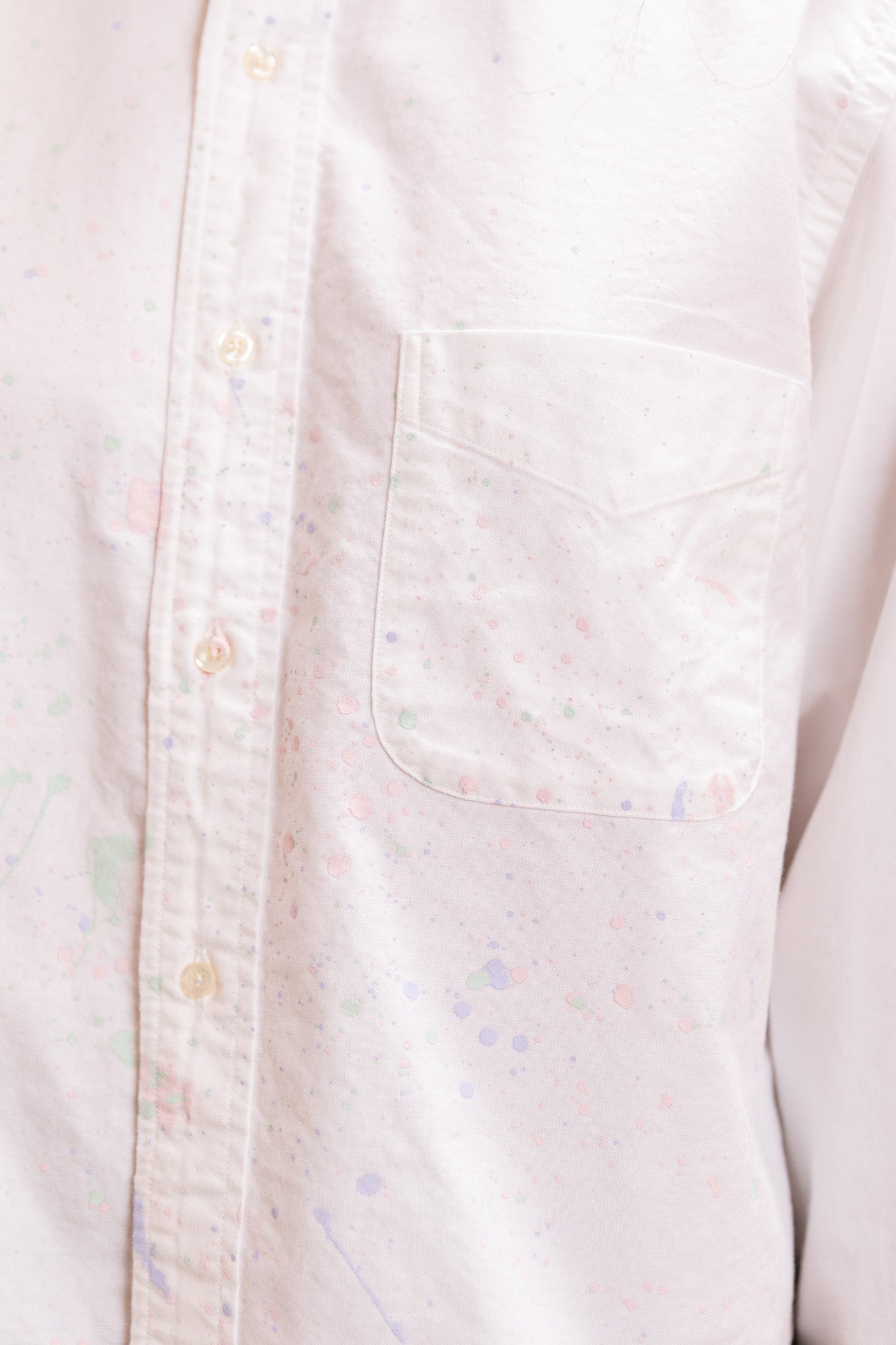 SHORT BUTTON DOWN SHIRT WITH PAINT SPLATTERS