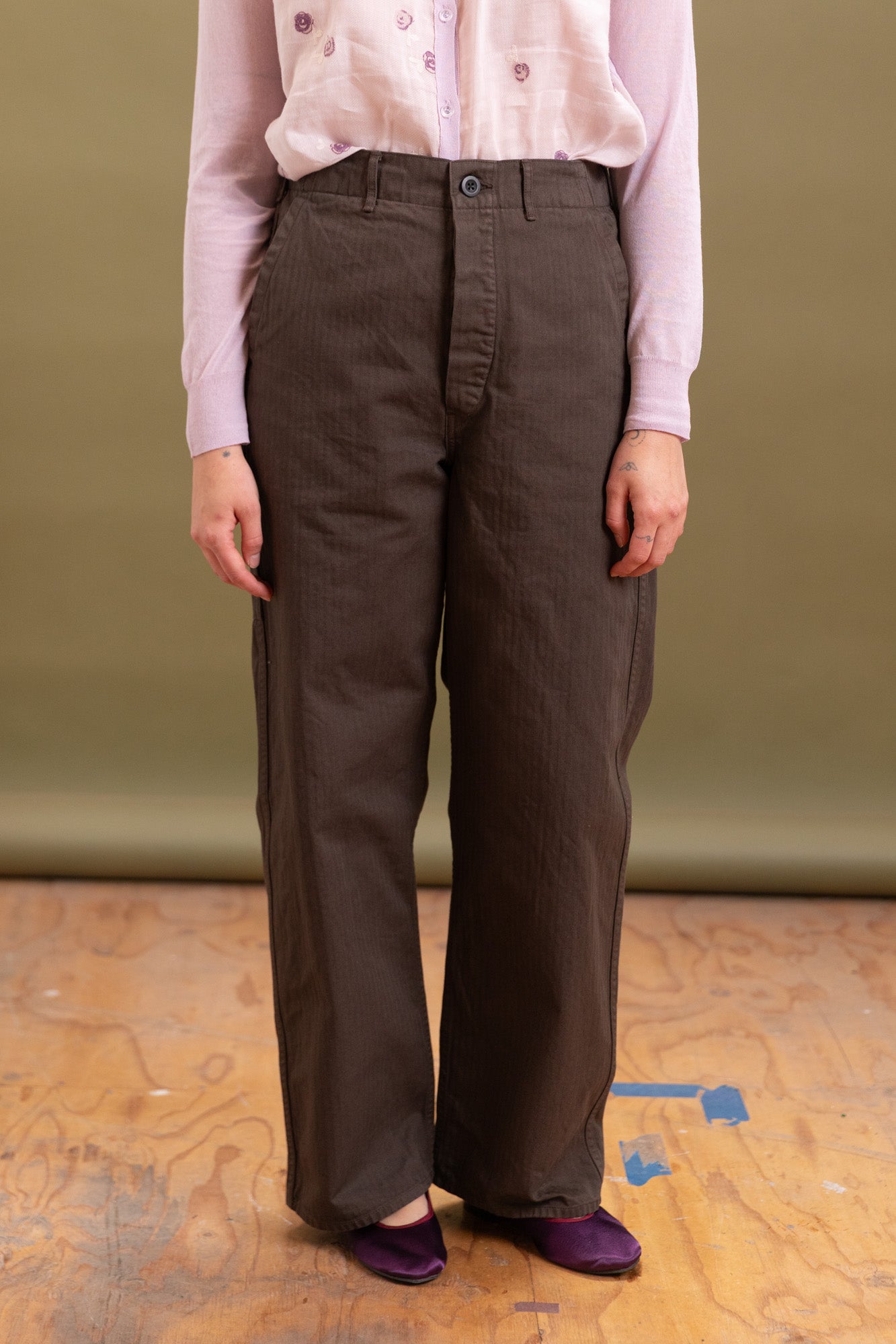 【試着のみ】or slow WIDE FIT FRENCH WORK PANTS orSlow WIDE FIT FRENCH WORK PANTS Coffee Brown – unexpected store