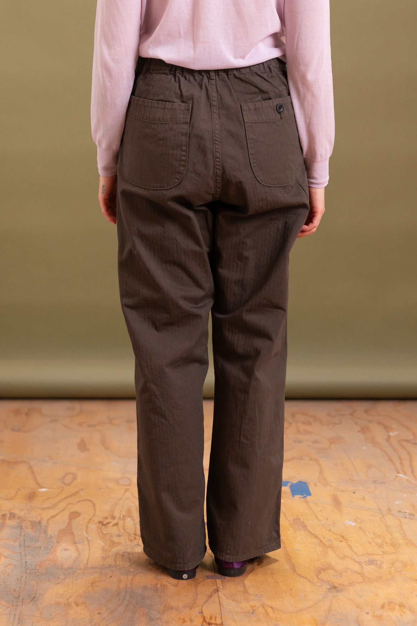 WIDE FIT FRENCH WORK PANTS IN COFFEE BROWN
