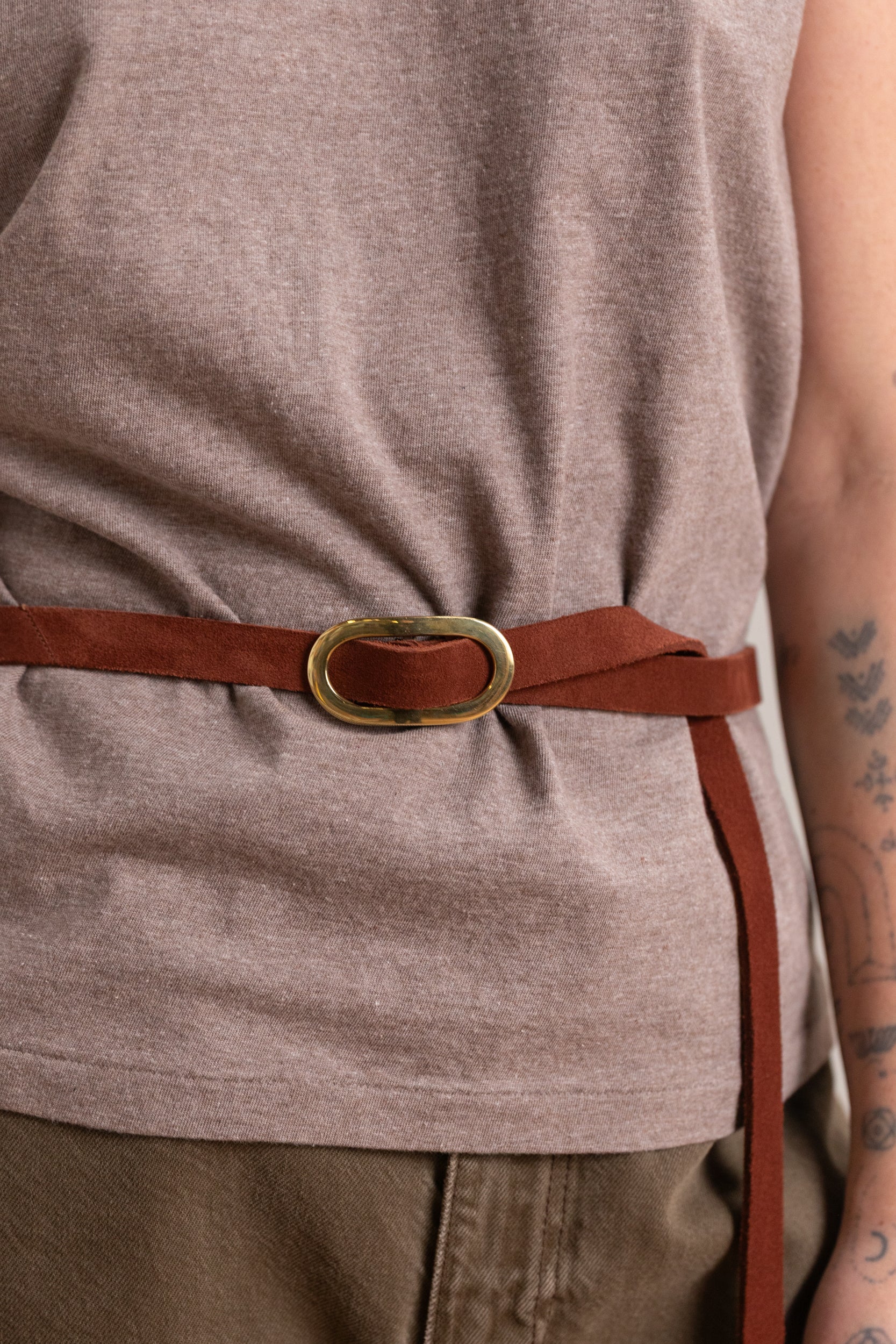 BRUNI BELT IN WHISKY RENOBUCK SUEDE