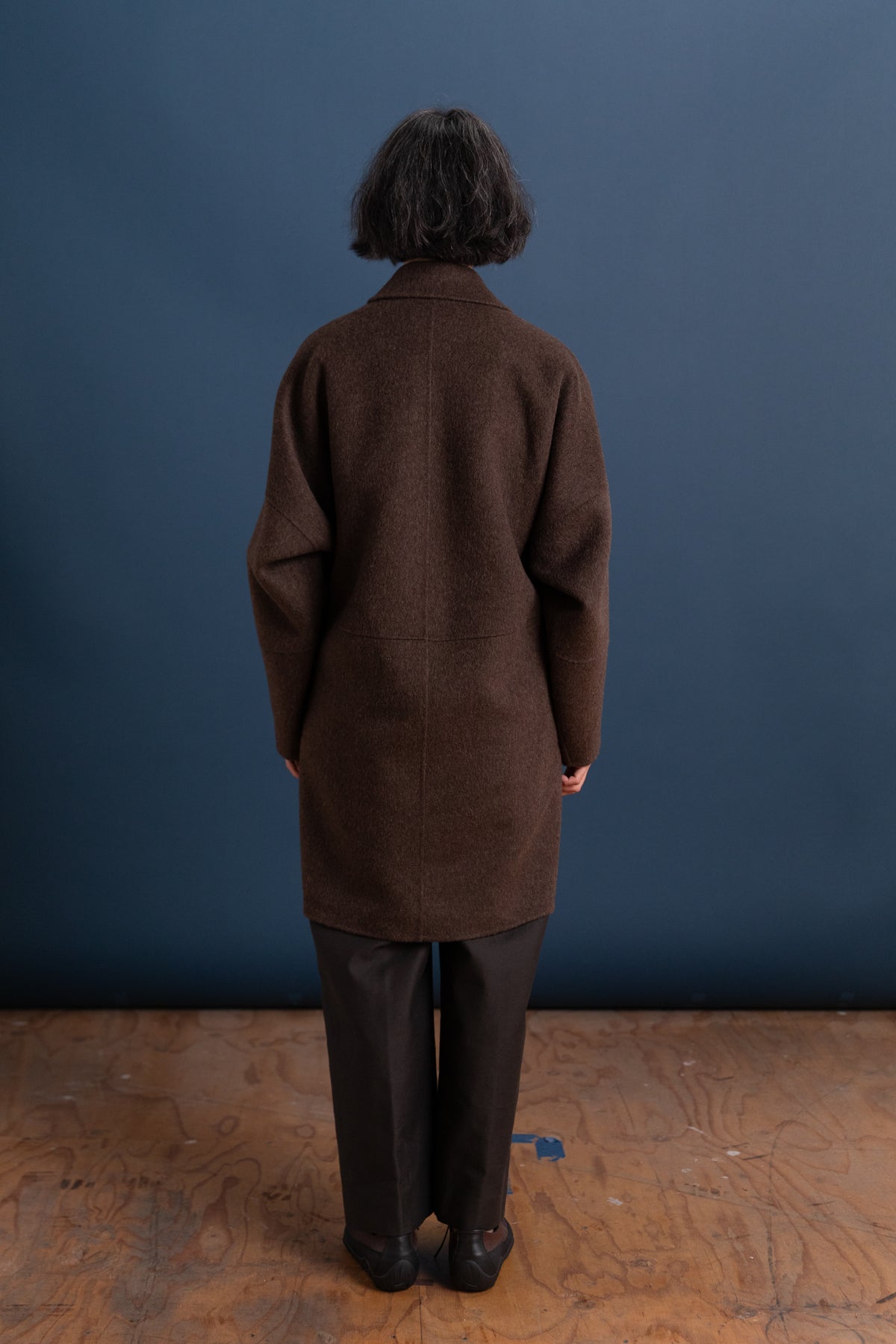 FIELD COAT IN BROWN MELANGE DOUBLE LOFT WOOL