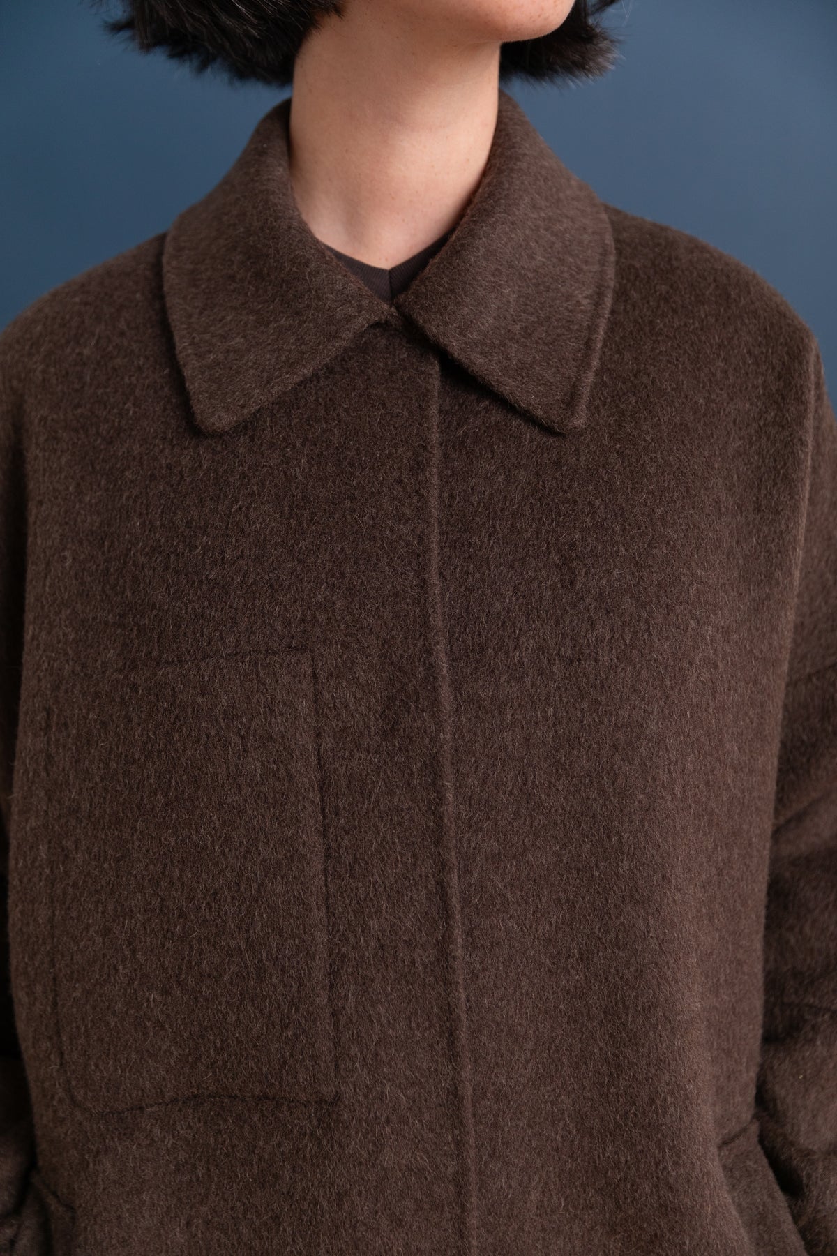 FIELD COAT IN BROWN MELANGE DOUBLE LOFT WOOL